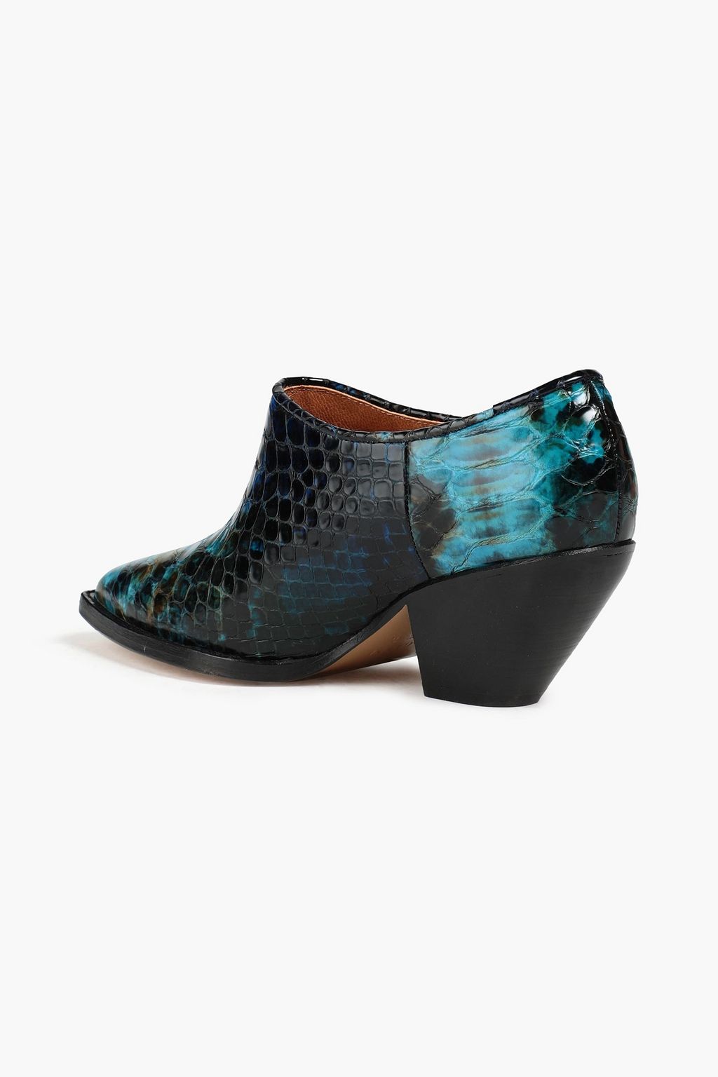 GANNI Croc-effect leather ankle boots