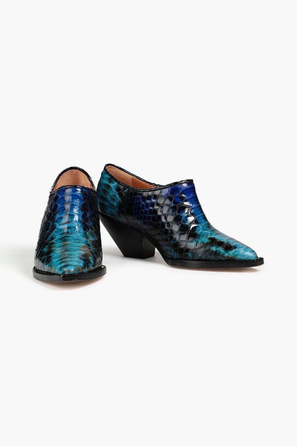 GANNI Croc-effect leather ankle boots