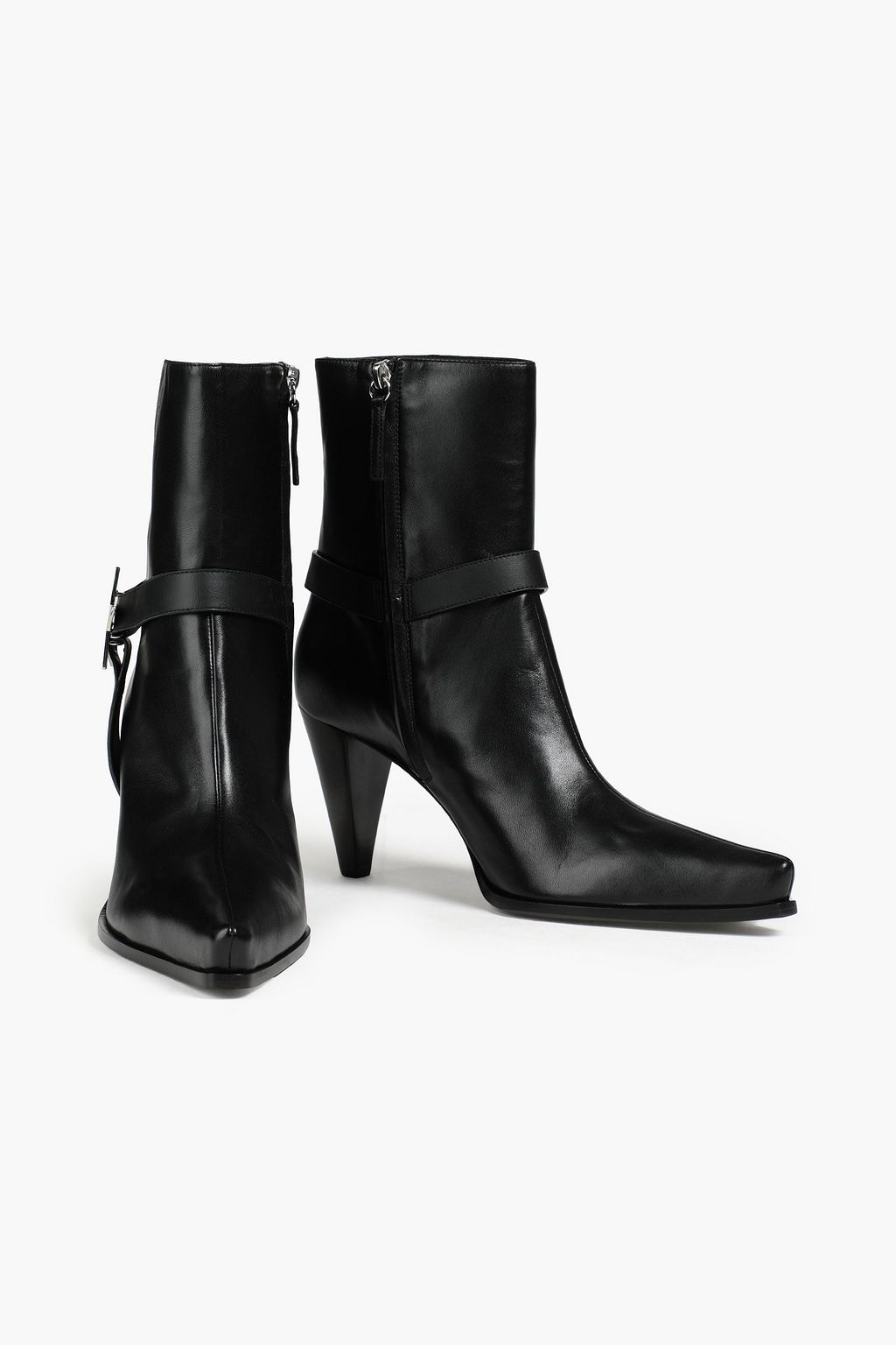 GIUSEPPE ZANOTTI بوت بطول الكاحل من الساتان بحواف من الجلد بتصميم مزركش
