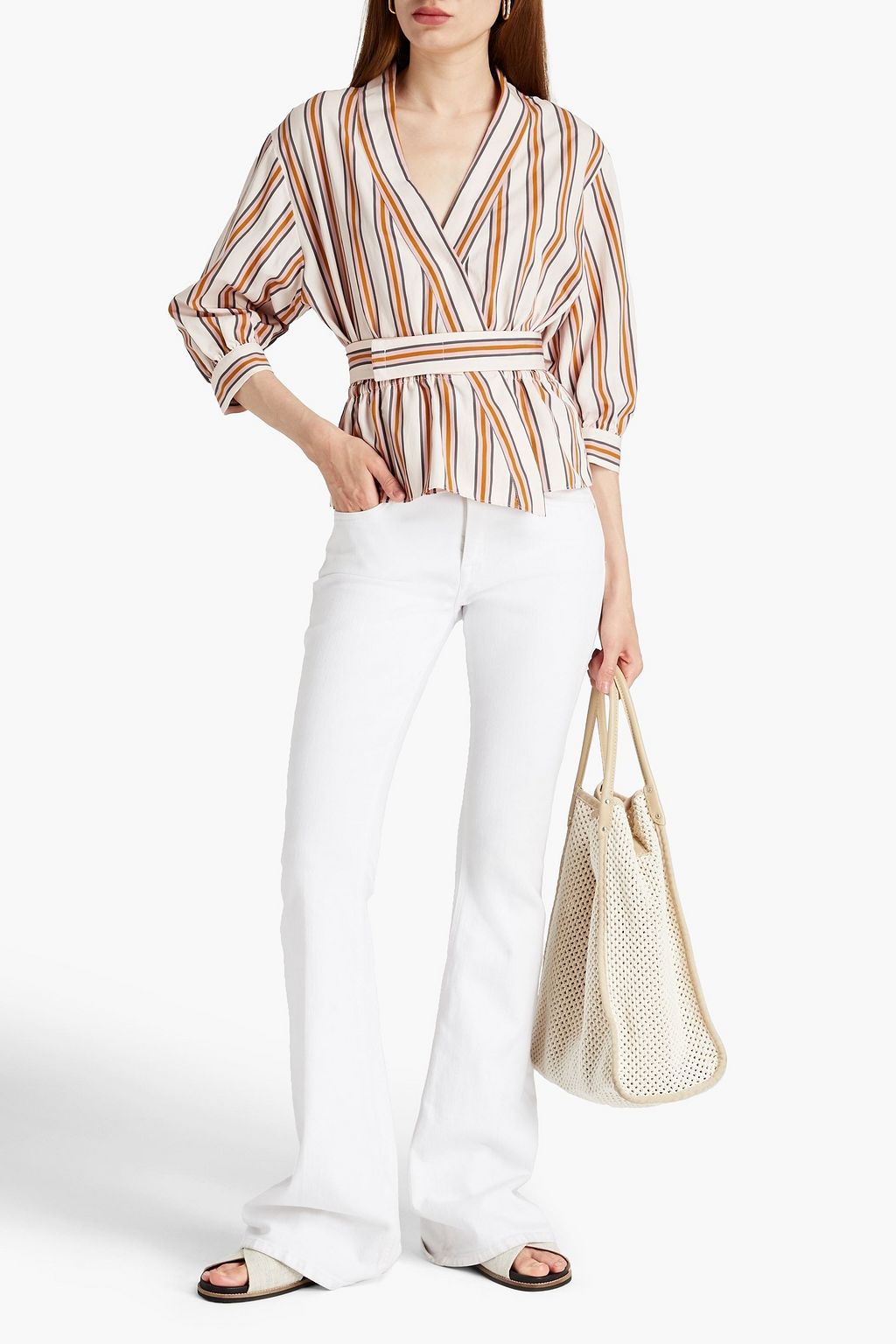 BA&SH Nala striped twill wrap top