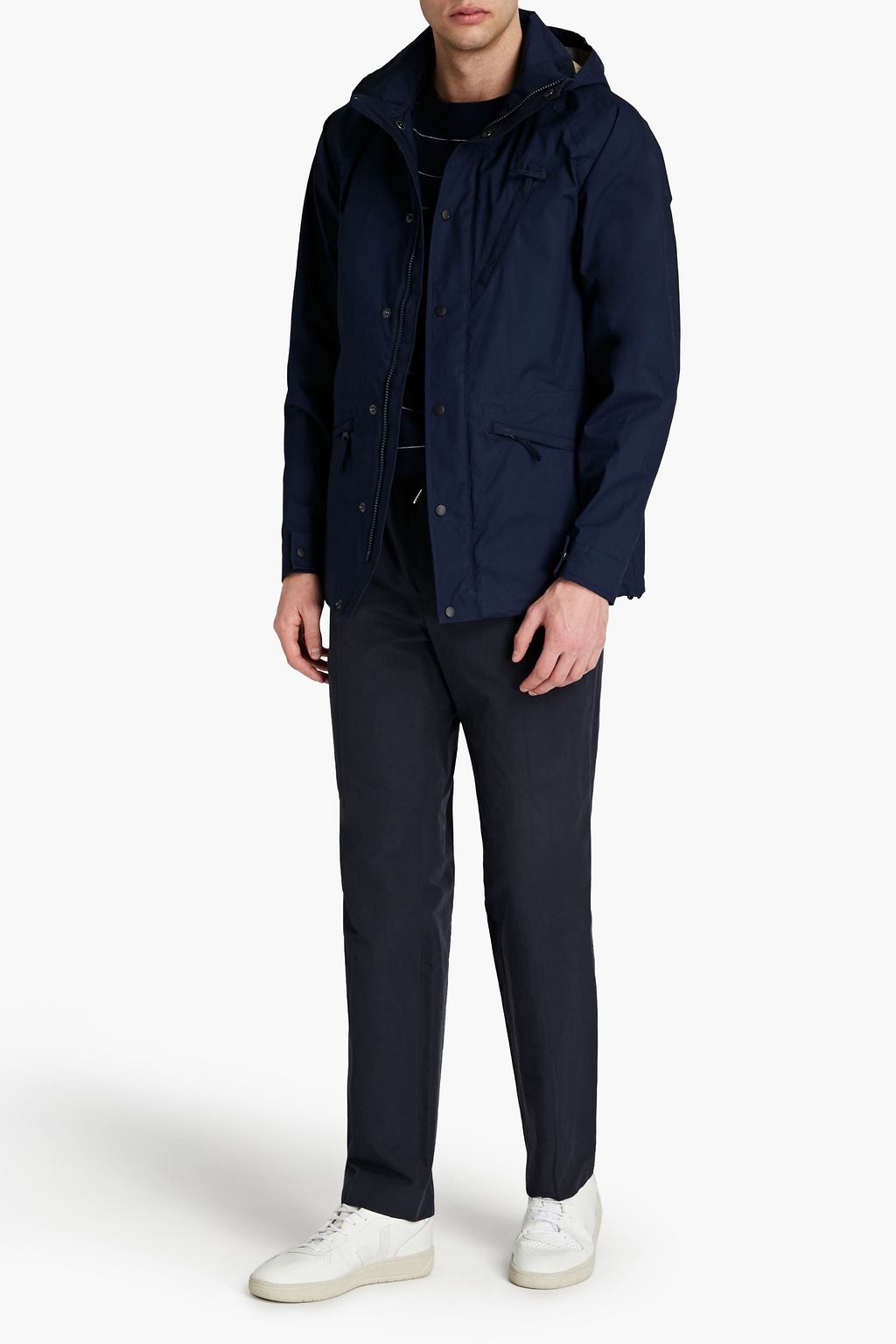 ASPESI Cotton-blend poplin hooded jacket