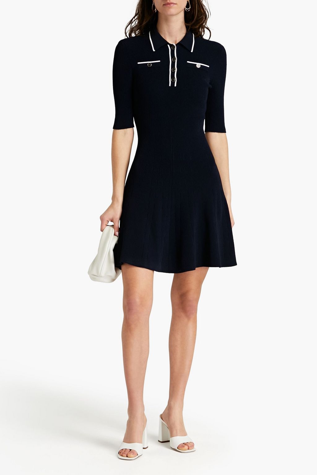 AUTUMN CASHMERE فستان متوسط الطول من نسيج محبوك مضلّع