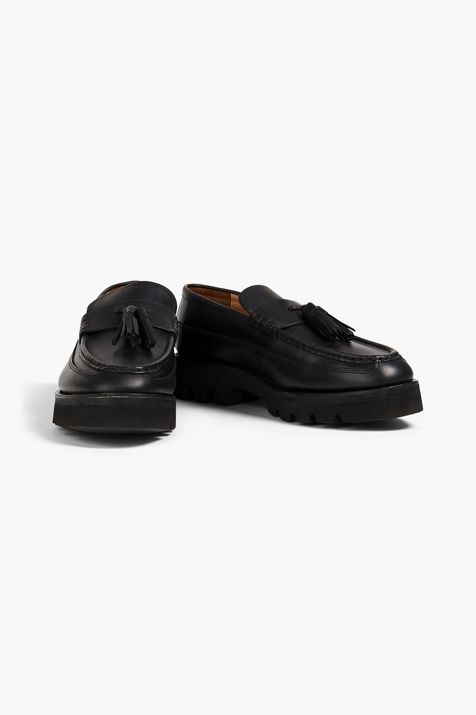 Grenson Man Booker Tasseled Leather Platform Loafers In Black