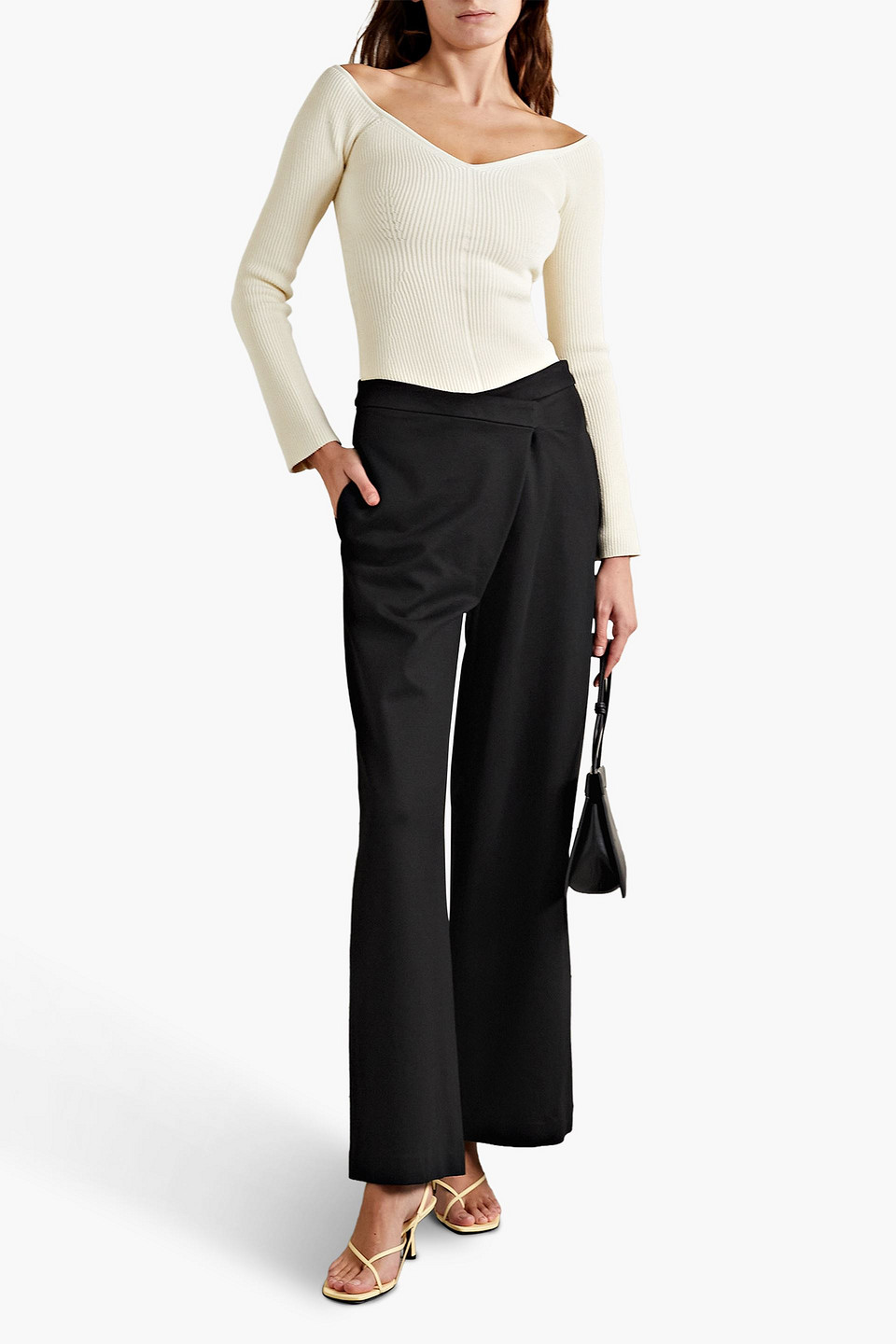 Rosetta Getty Wrap-effect Jersey Wide-leg Pants In Black