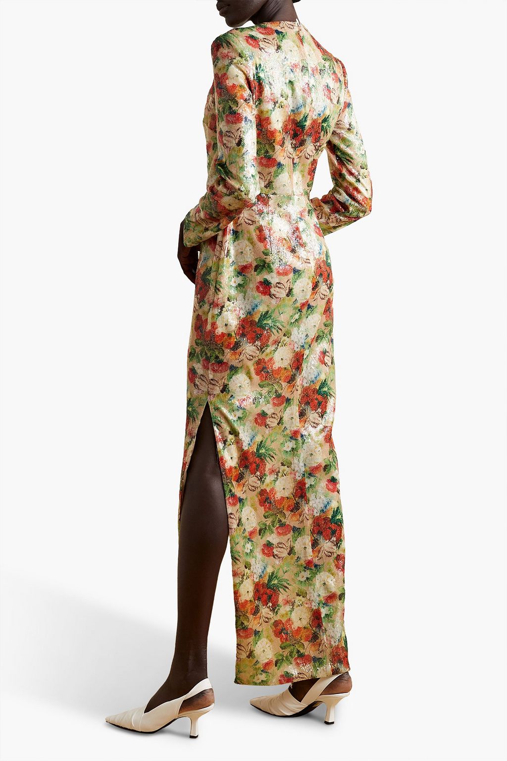 ROSETTA GETTY Floral-print sequined tulle gown