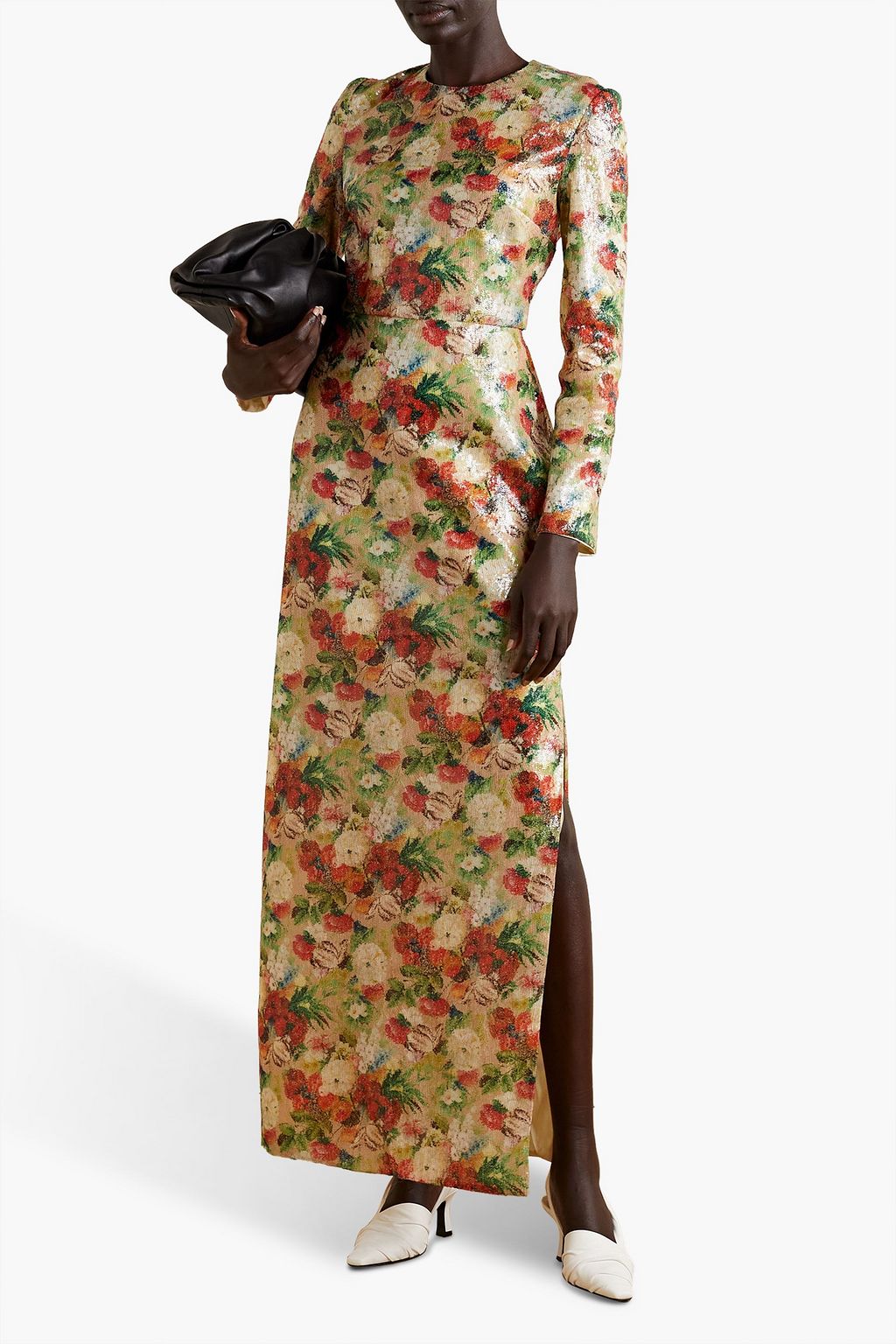 ROSETTA GETTY Floral-print sequined tulle gown
