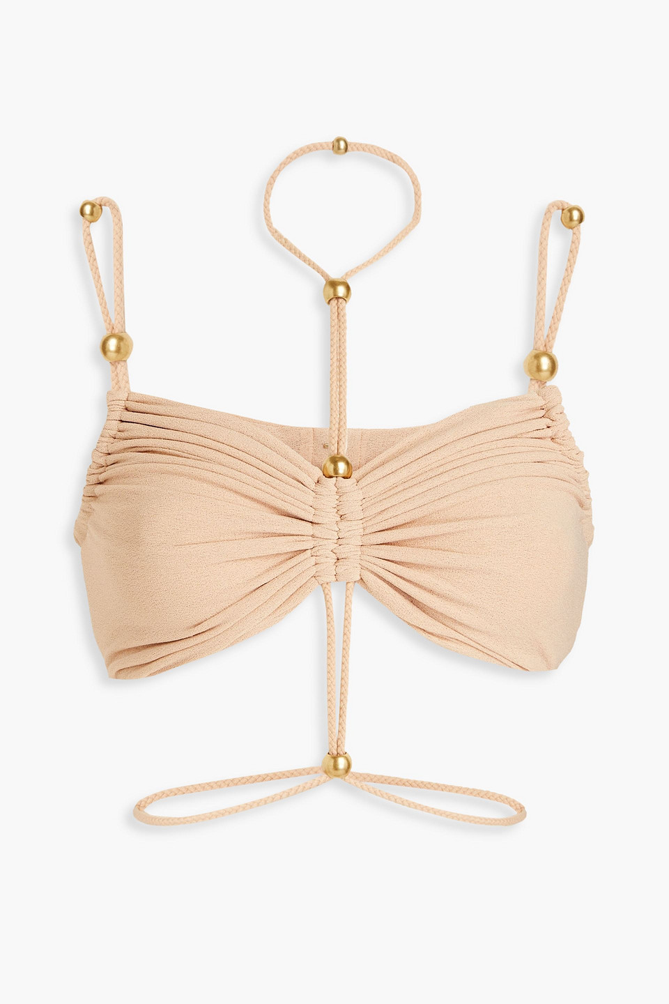 Dion Lee Cropped Ruched Crepe Top In Blush