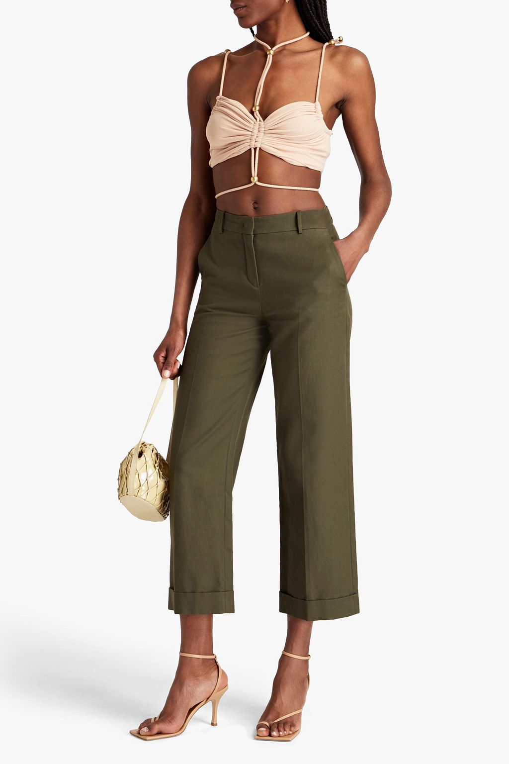 DION LEE Cropped ruched crepe top