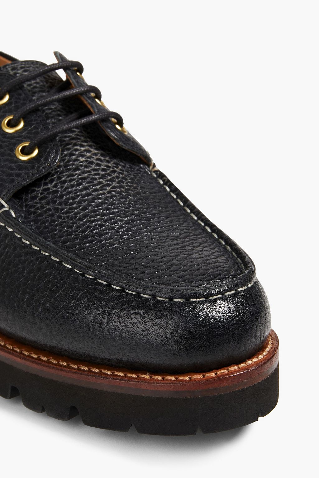 Black Dempsey textured-leather boat 