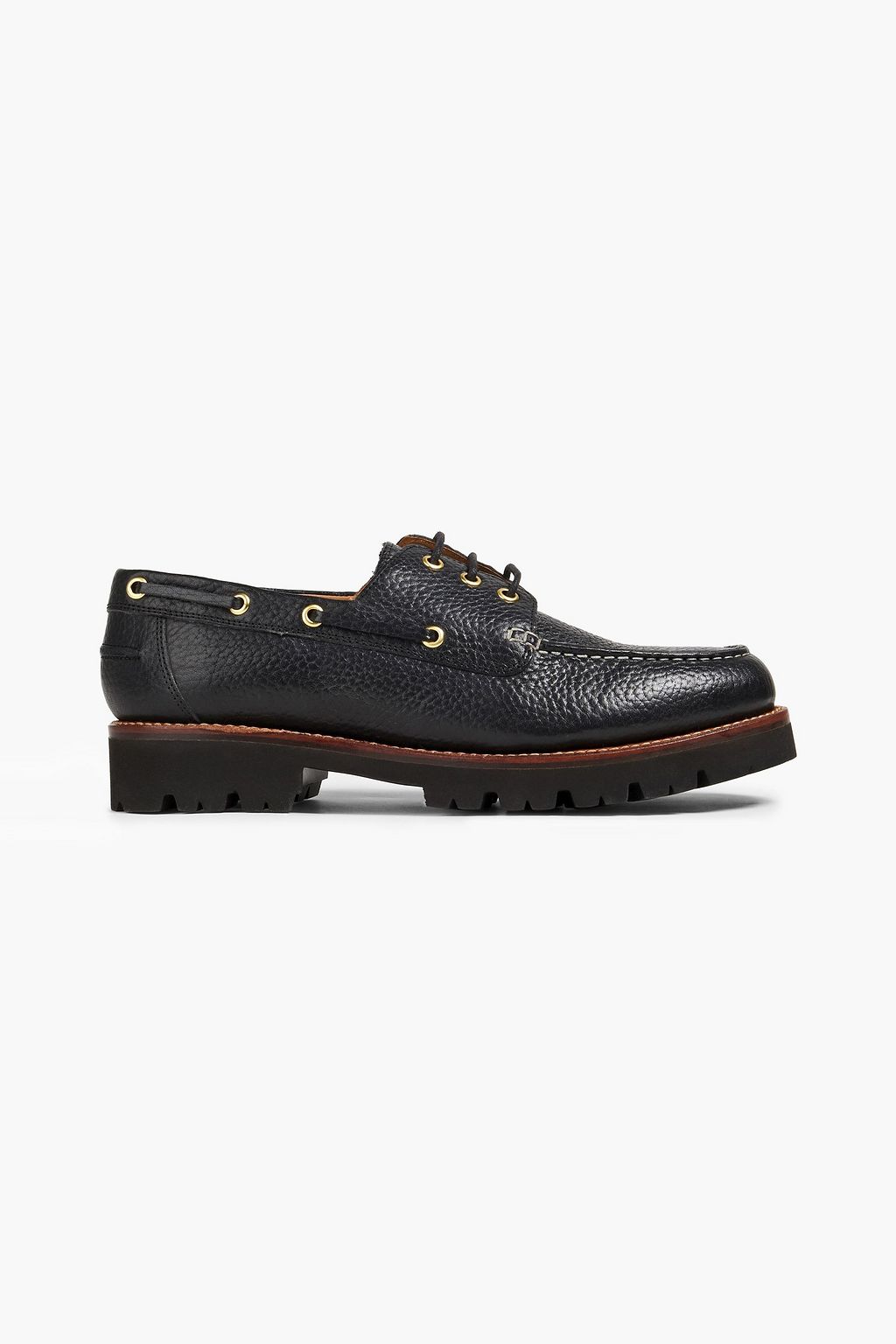 Black Dempsey textured-leather boat 