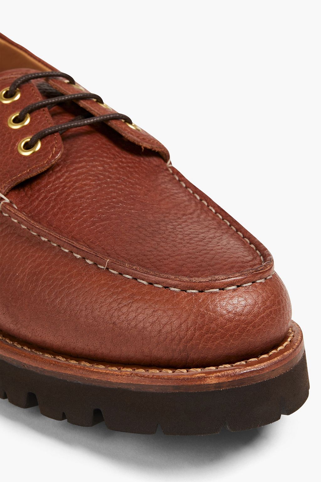 GRENSON Dempsey textured-leather boat shoes
