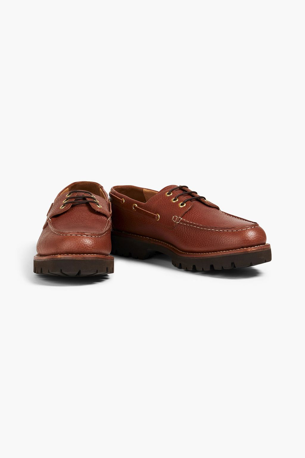 GRENSON Dempsey textured-leather boat shoes