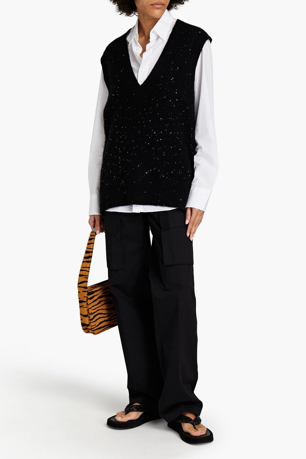 AUTUMN CASHMERE Weste aus einer Kaschmirmischung mit Pailletten