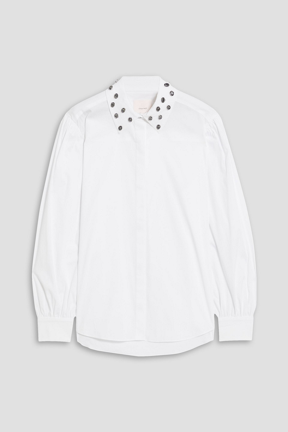 cinq à sept - eli crystal-embellished cotton-blend poplin shirt - white - m