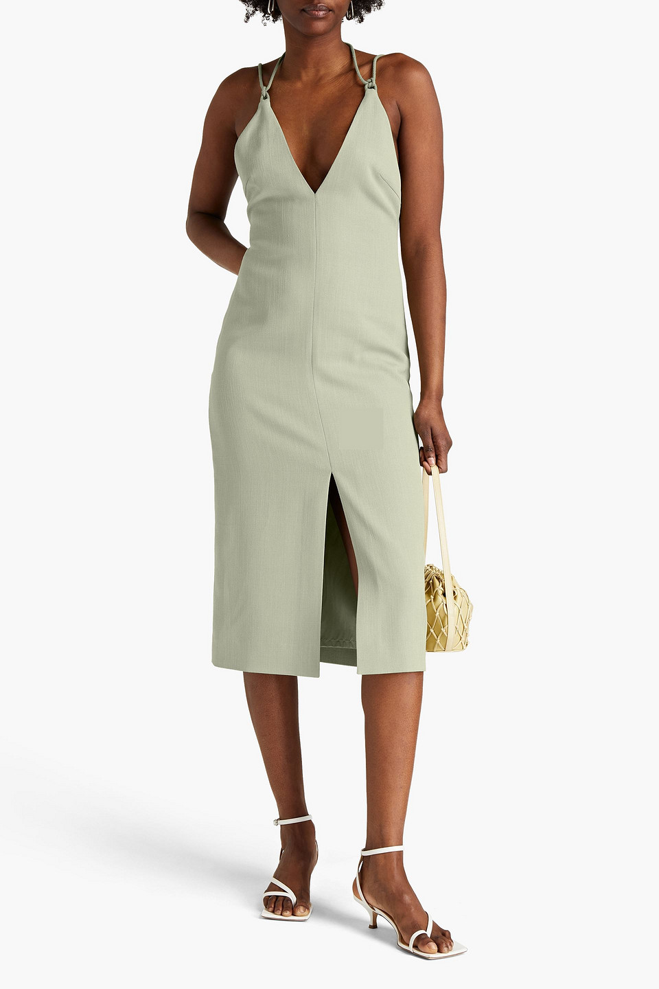 Dion Lee Open-back Woven Midi Dress In Light Green