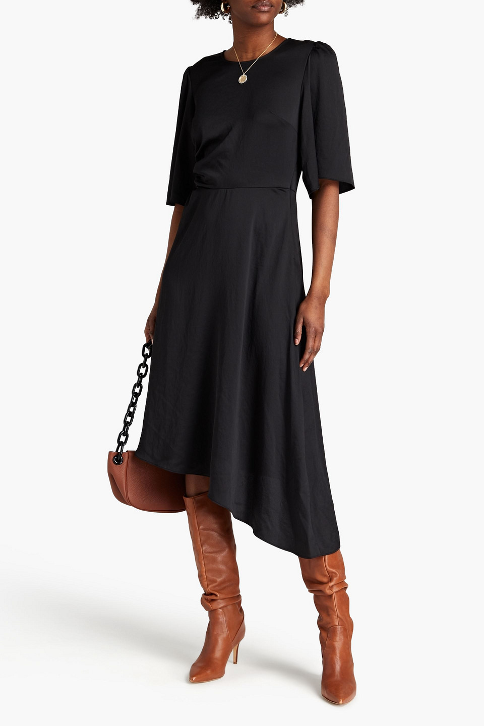 Ba&sh Nora Asymmetric Satin-crepe Dress