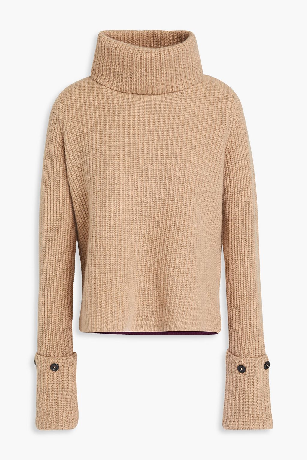 Camel Ribbed cashmere turtleneck 