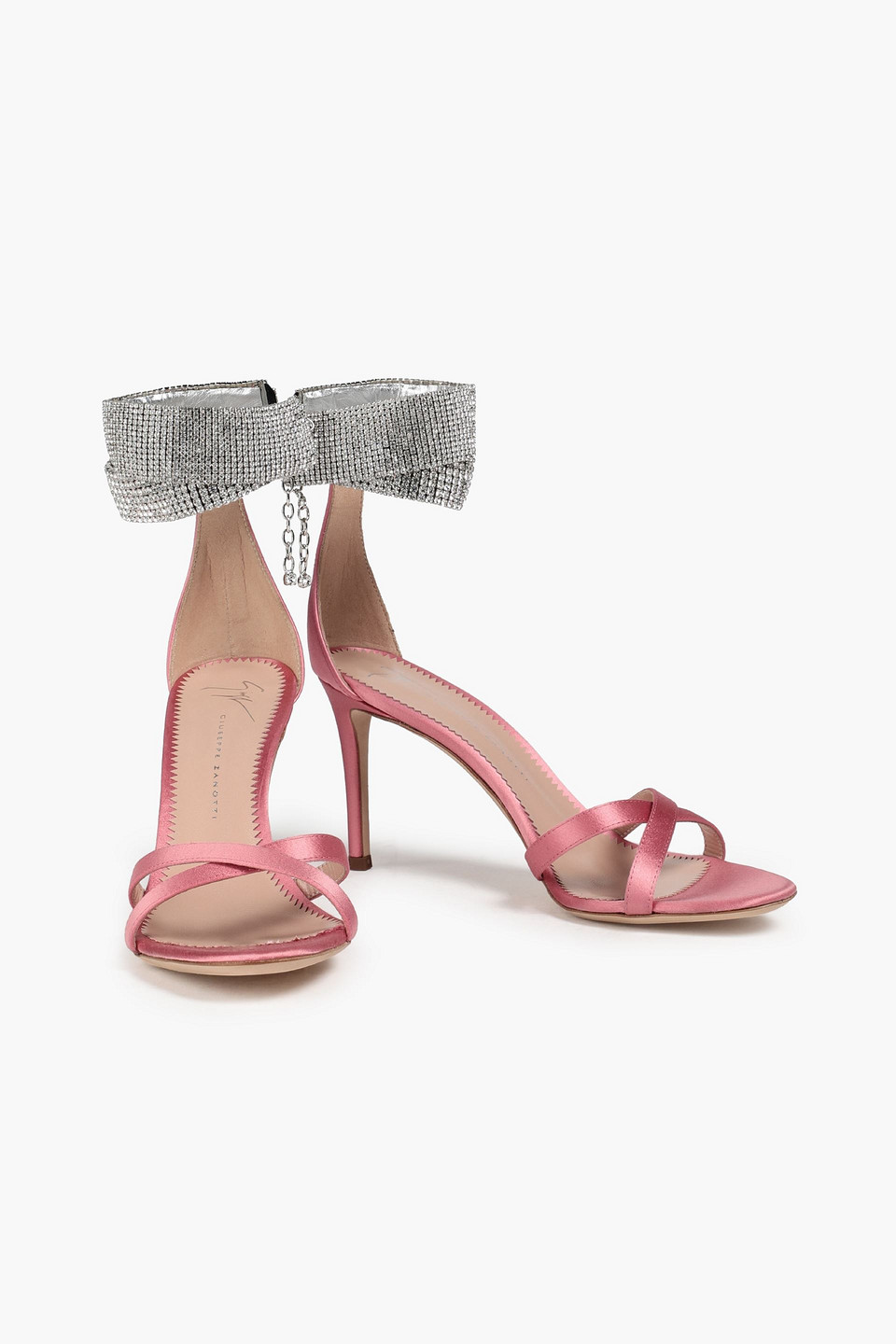 Giuseppe Zanotti Crystal-embellished Satin Sandals In Baby Pink