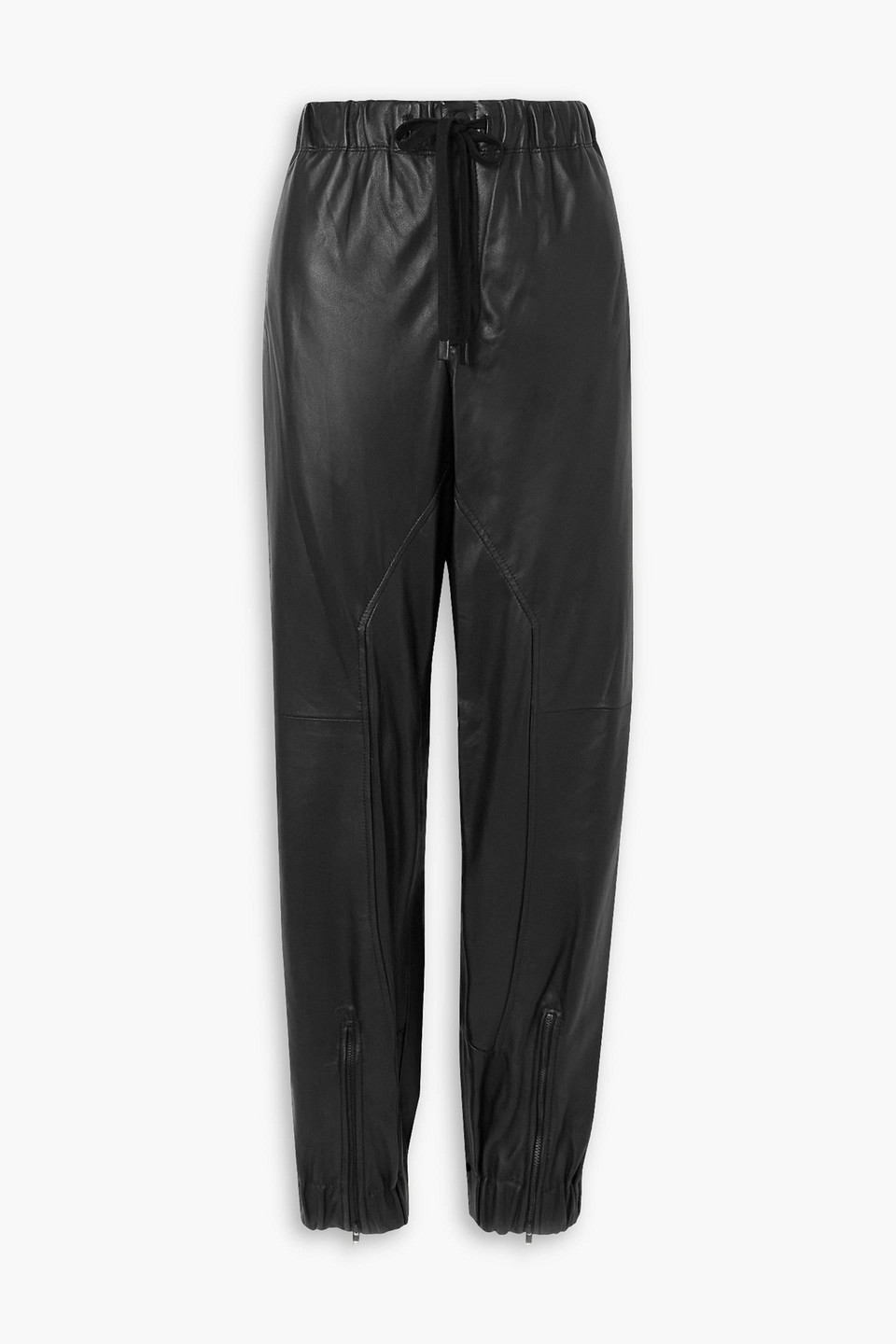 Bassike Leather Track Pants In Black