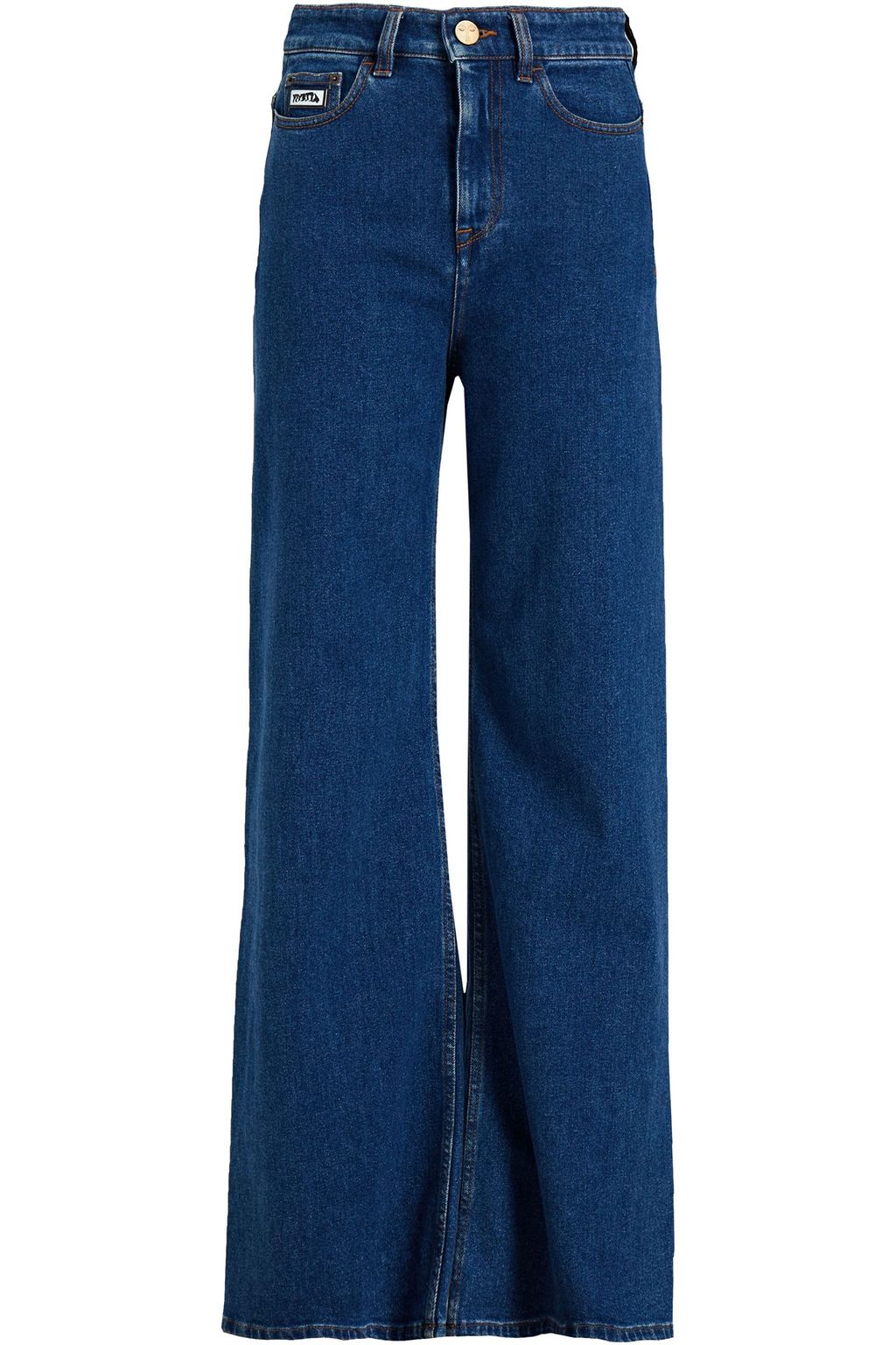 ダークデニム 刺繍入り ハイライズ ワイドレッグ ジーンズ Vivetta The Outnet