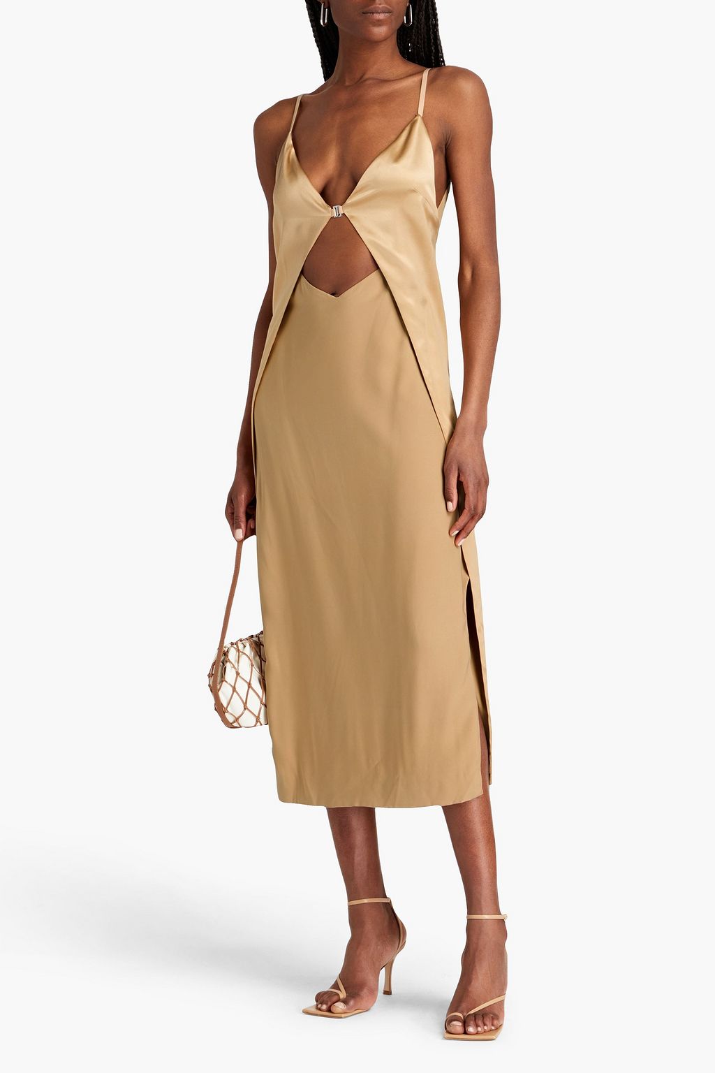 DION LEE Cutout silk-satin crepe midi dress