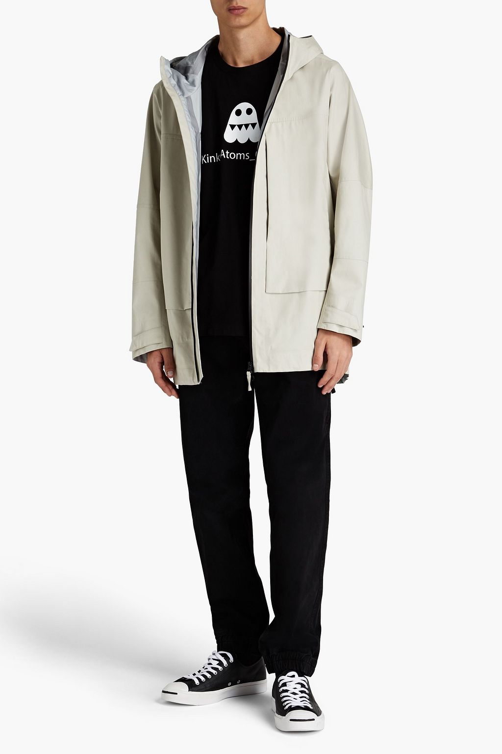 ASPESI Cotton-blend shell hooded jacket