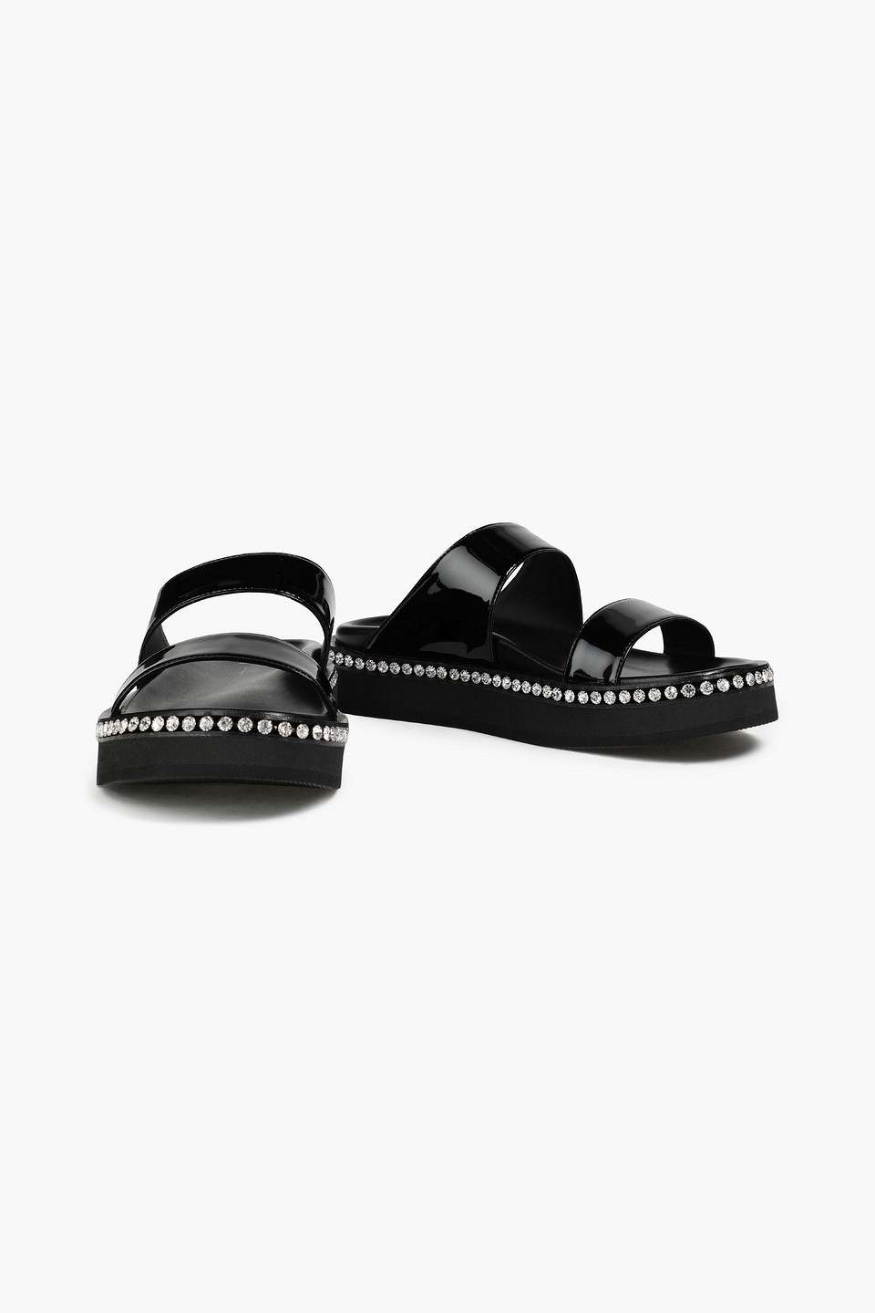 Giuseppe Zanotti Metallic Crystal-embellished Leather Slides