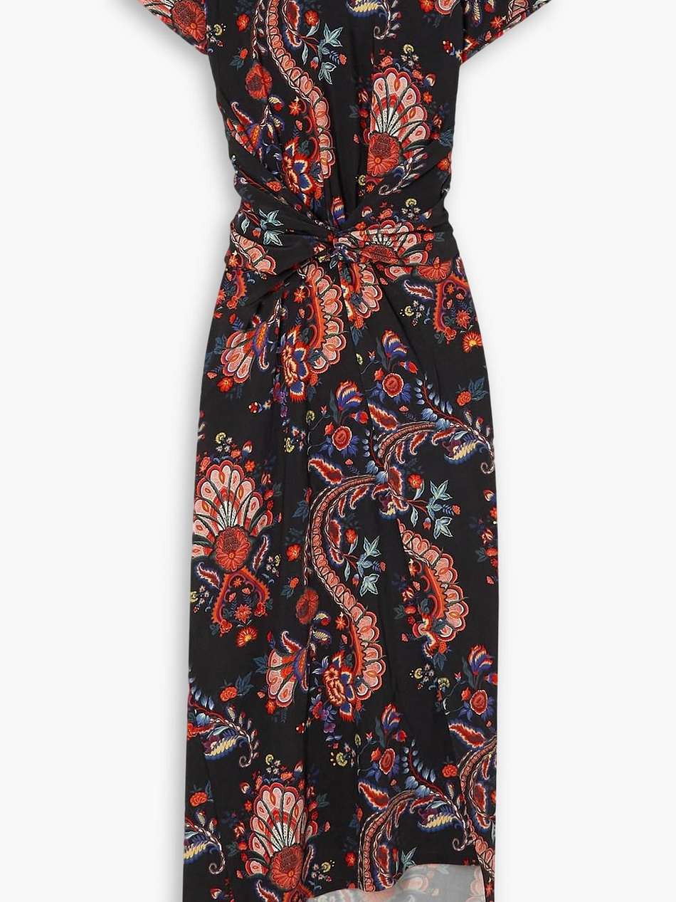 asymmetric printed stretch-jersey dress