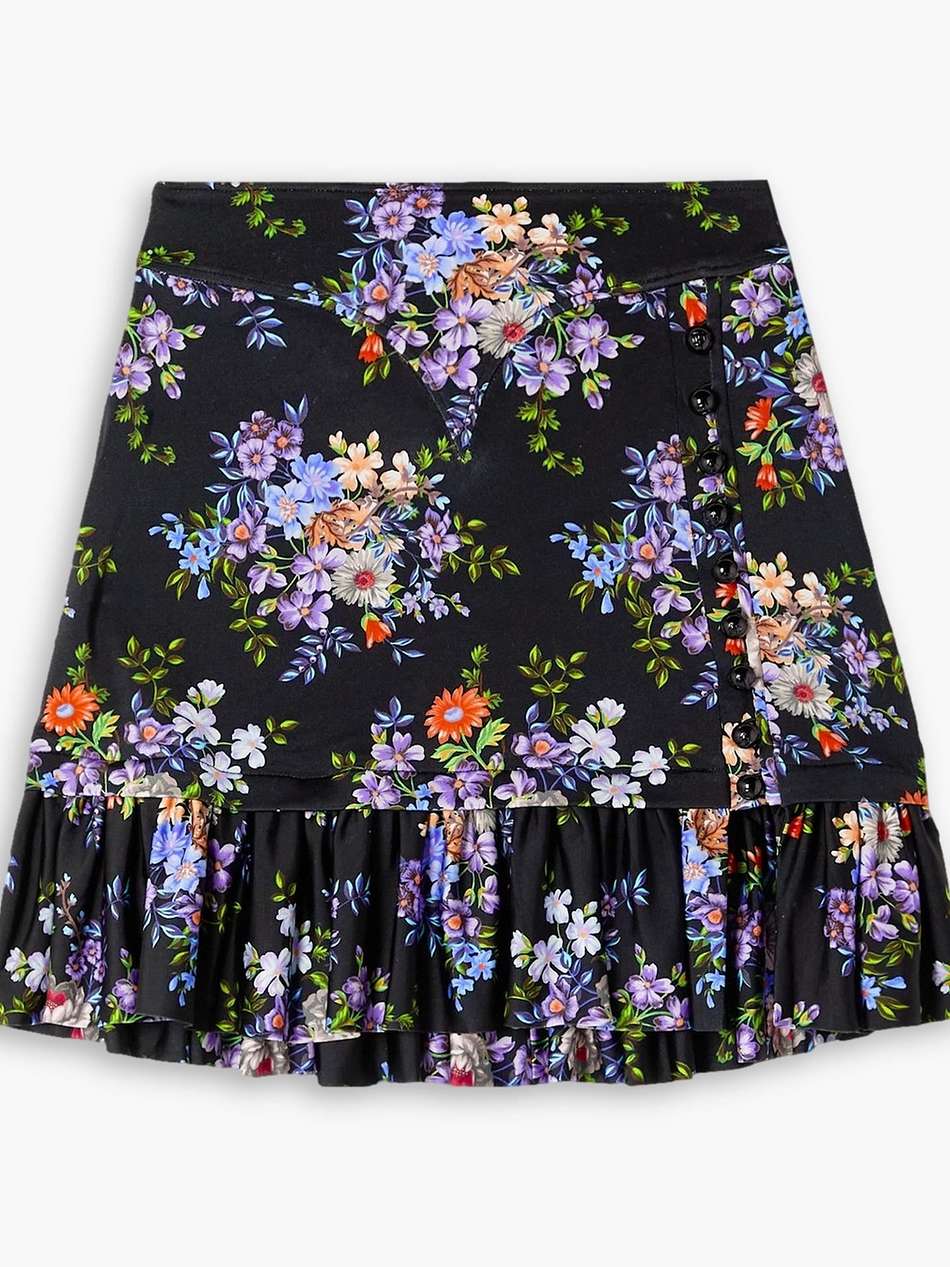 ruffled floral-print stretch-jersey mini skirt