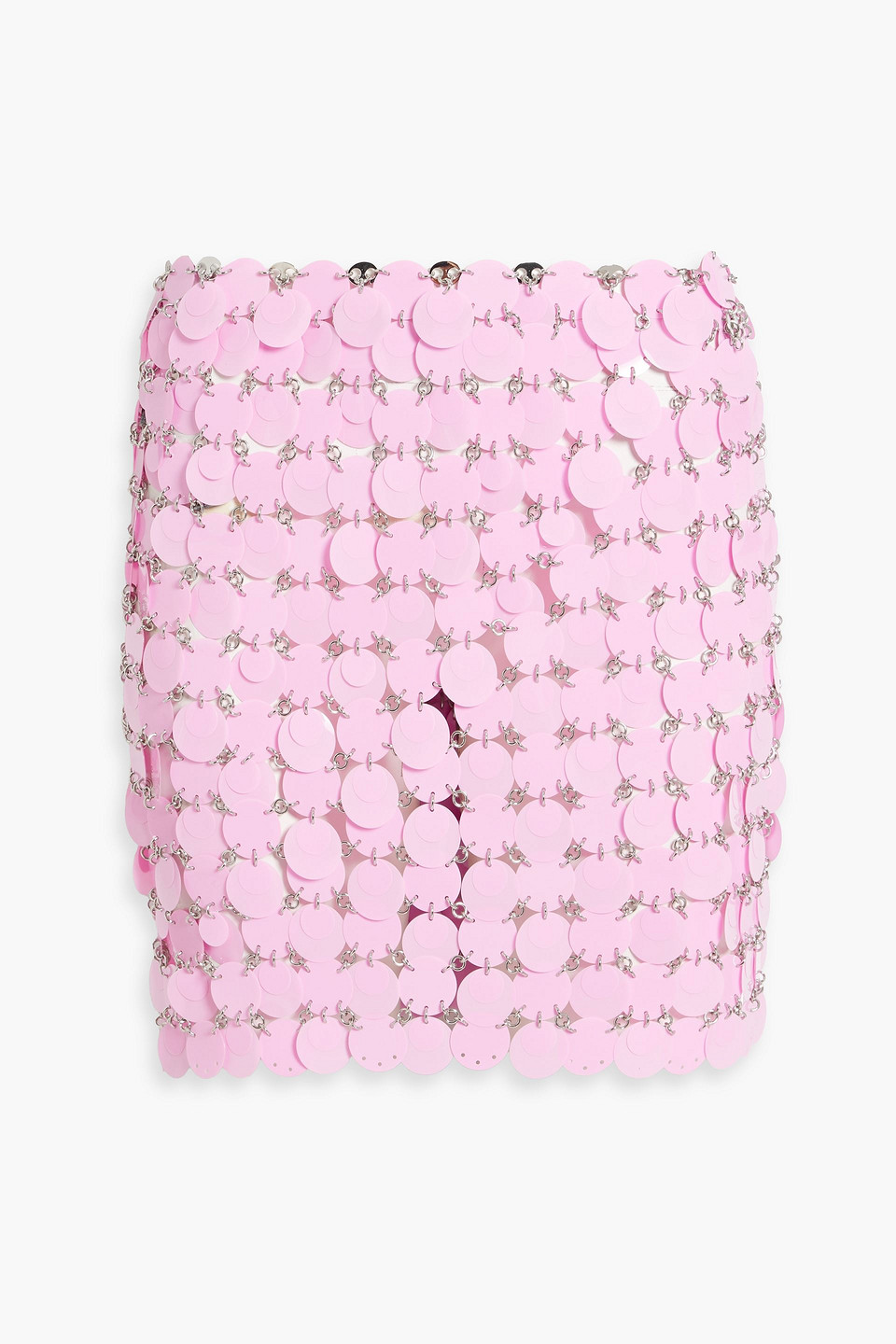 Sequin-embellished chainmail mini skirt