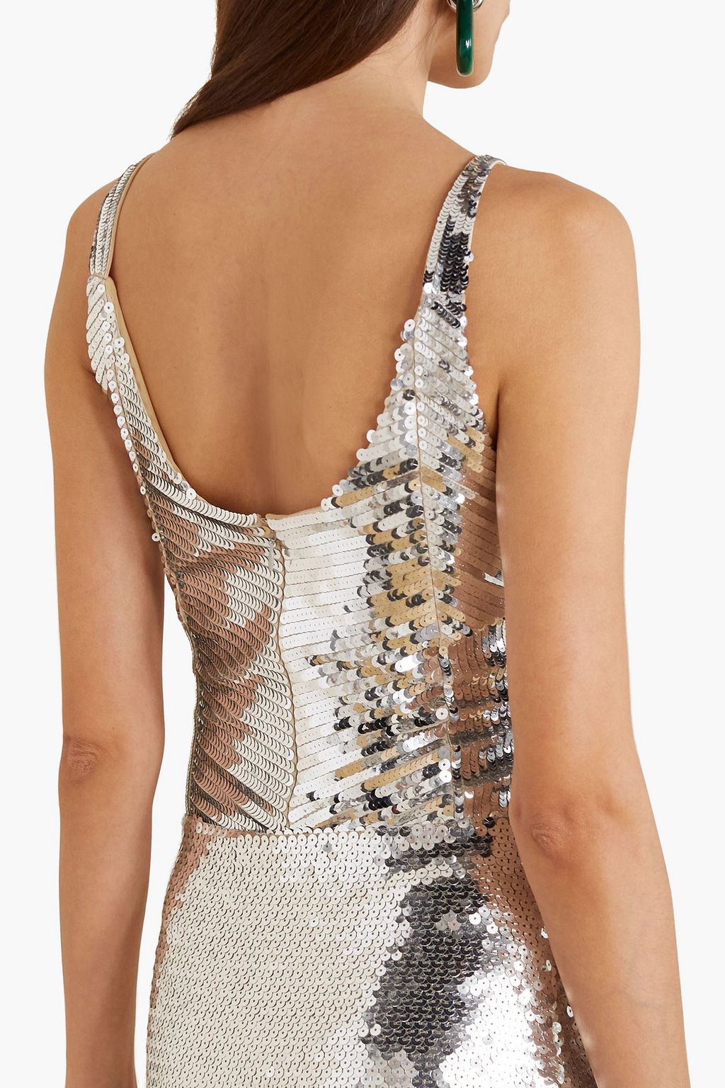 RABANNE Sequined stretch-jersey bodysuit