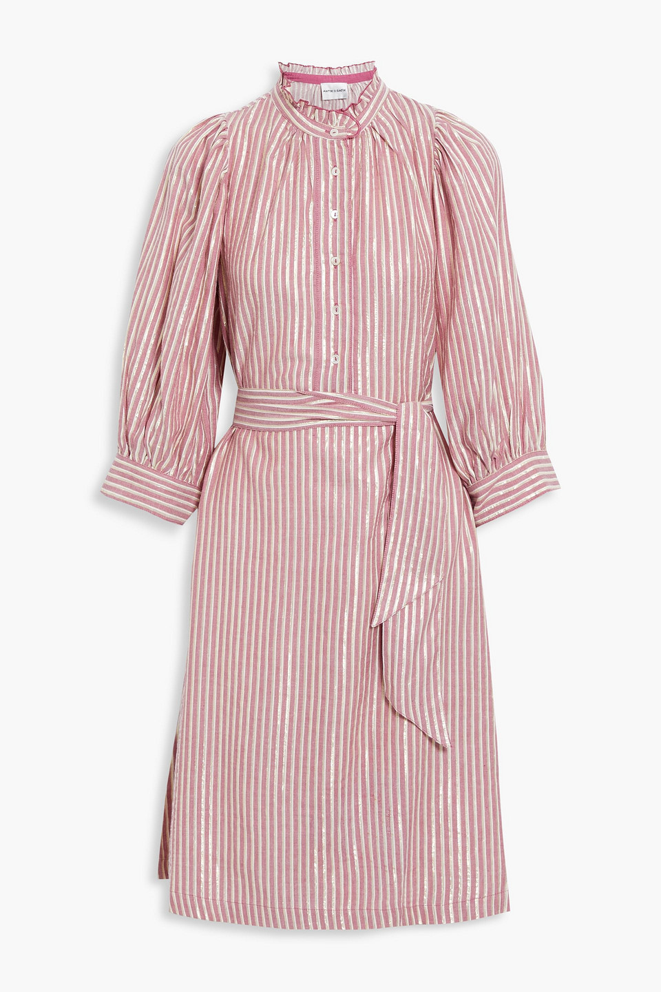 Antik Batik Meela belted metallic striped cotton-blend dress
