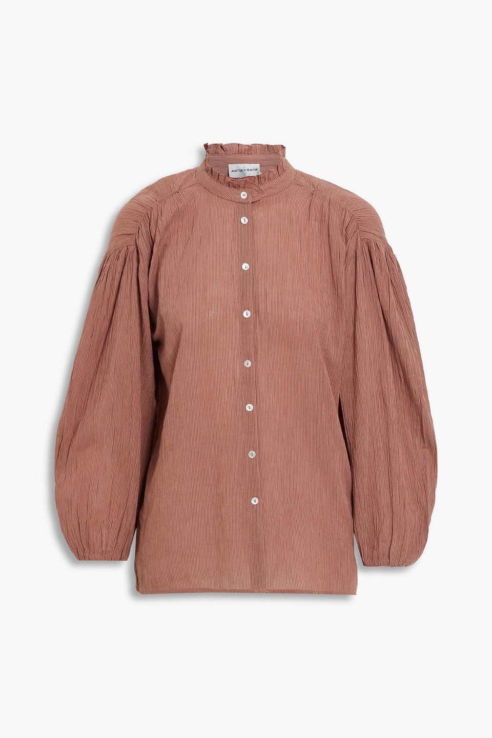Antik Batik Eugenie gathered striped cotton-voile blouse