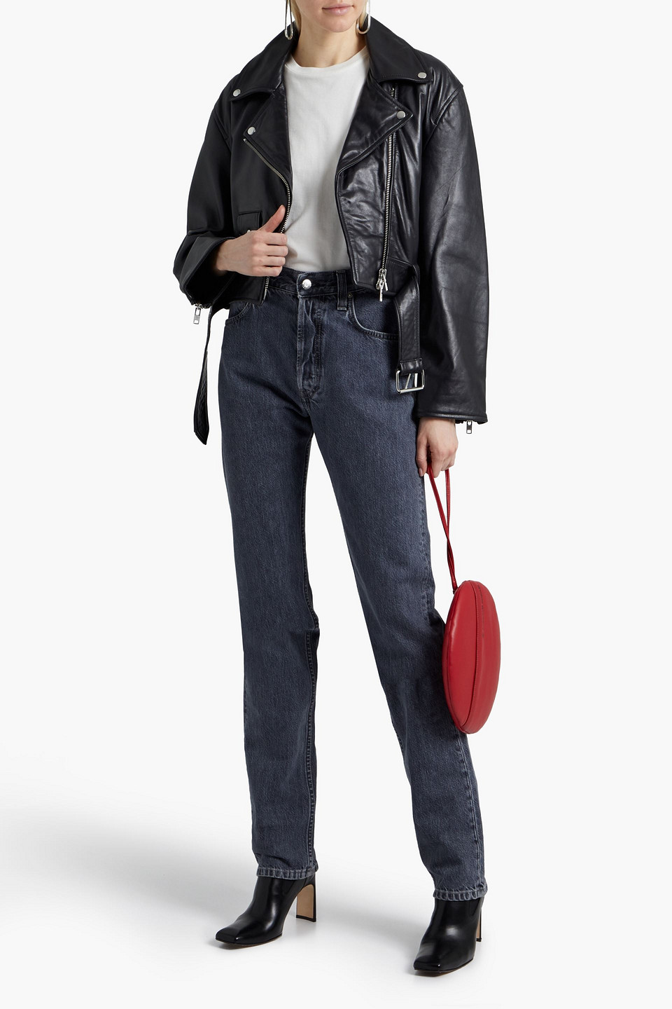 STAND STUDIO SELENA LEATHER BIKER JACKET,3074457345630212516