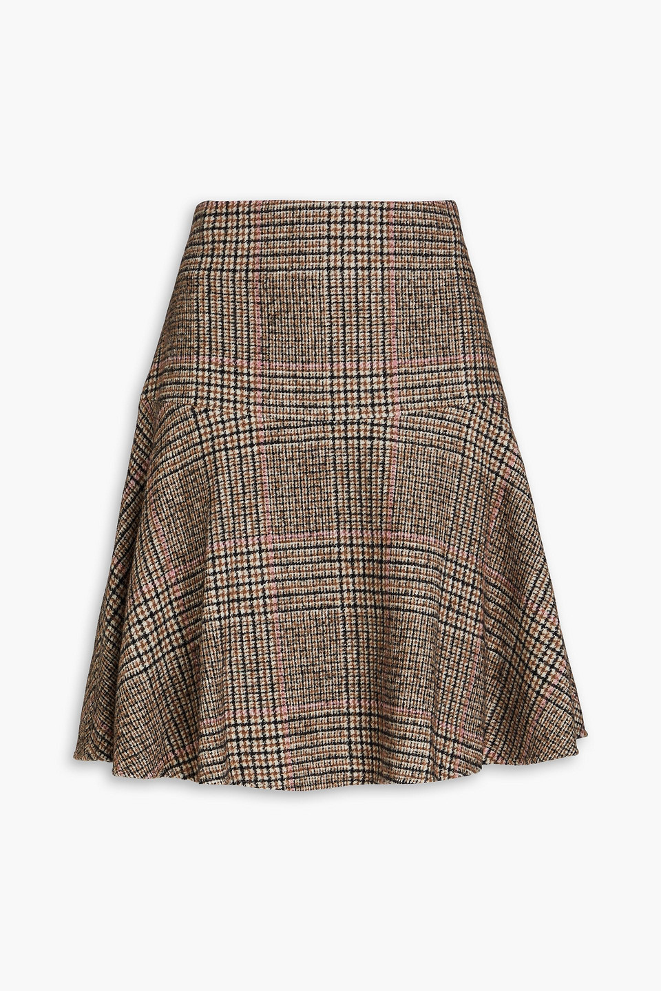 Brunello Cucinelli Check-pattern A-line Wool Skirt In Beige