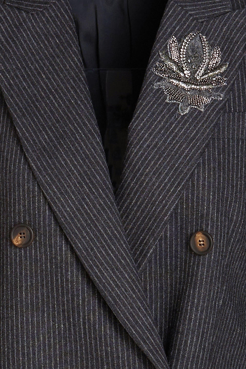 BRUNELLO CUCINELLI DOUBLE-BREASTED PINSTRIPED WOOL-BLEND FLANNEL BLAZER