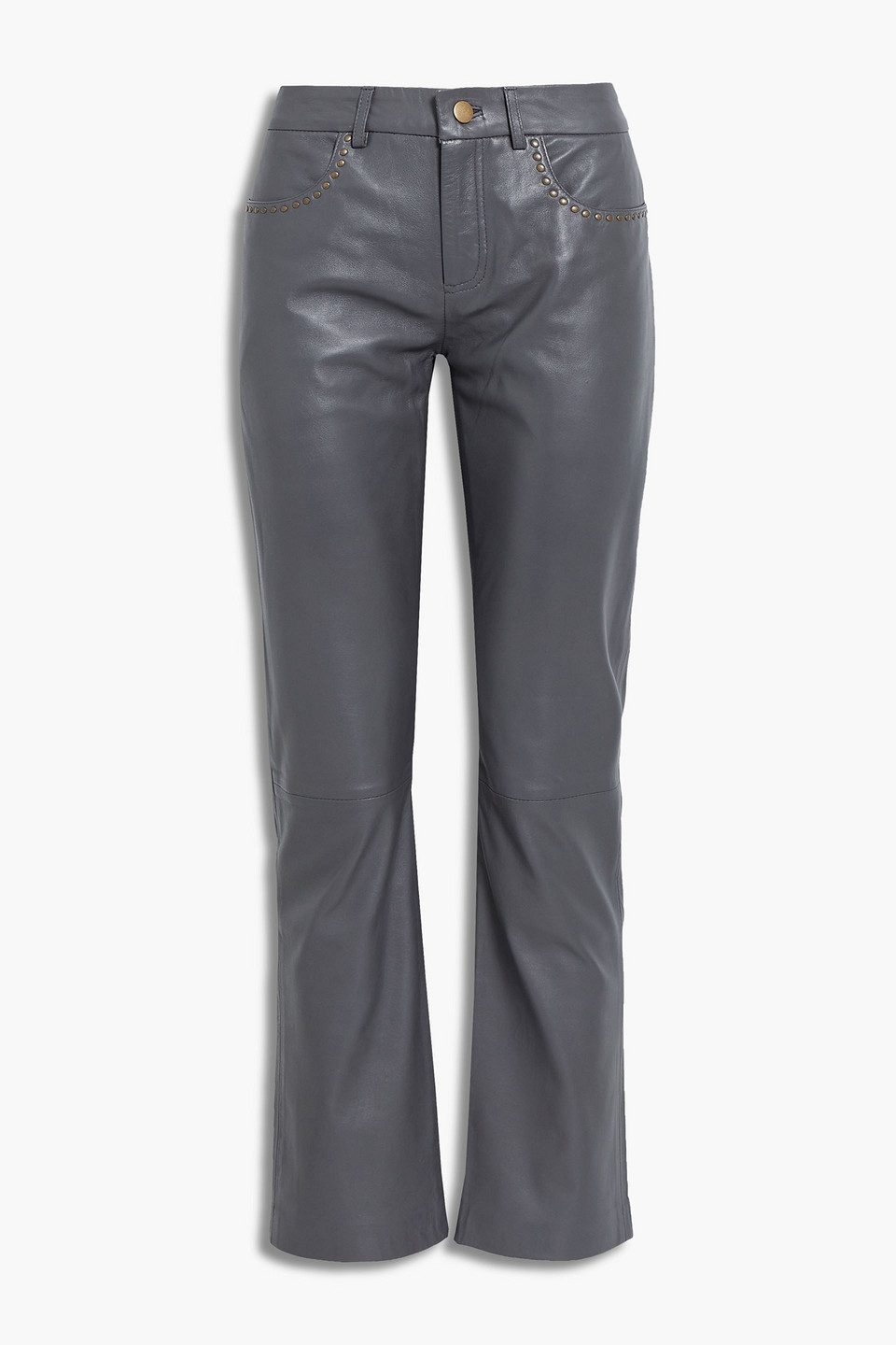 Emily studded leather straight-leg pants