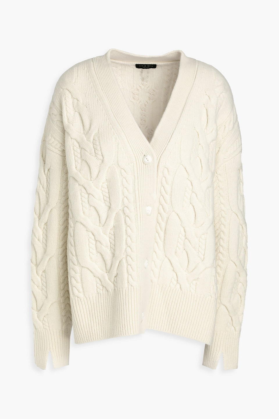rag & bone - nora cable-knit merino wool cardigan - white - xl