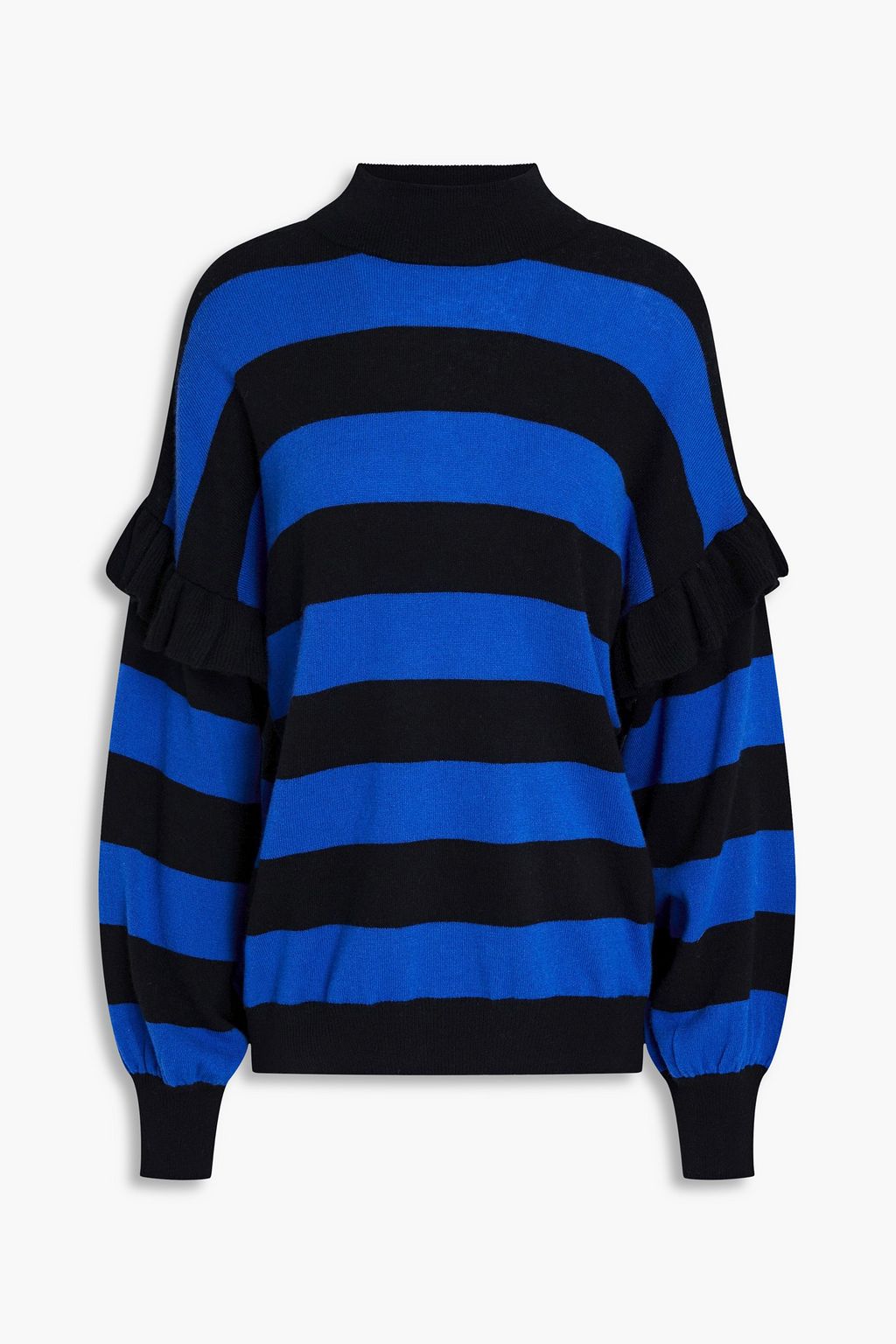 Black Ruffled striped cashmere sweater | AUTUMN CASHMERE | THE OUTNET