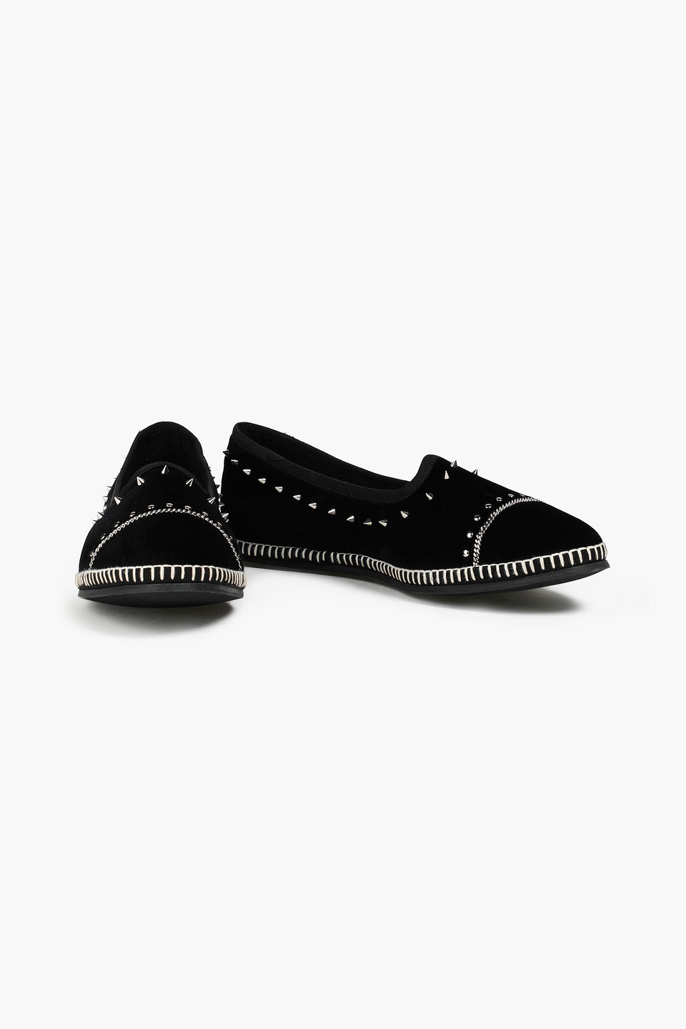 Giuseppe Zanotti Veronica Spiked Velvet Loafer Flats In Black