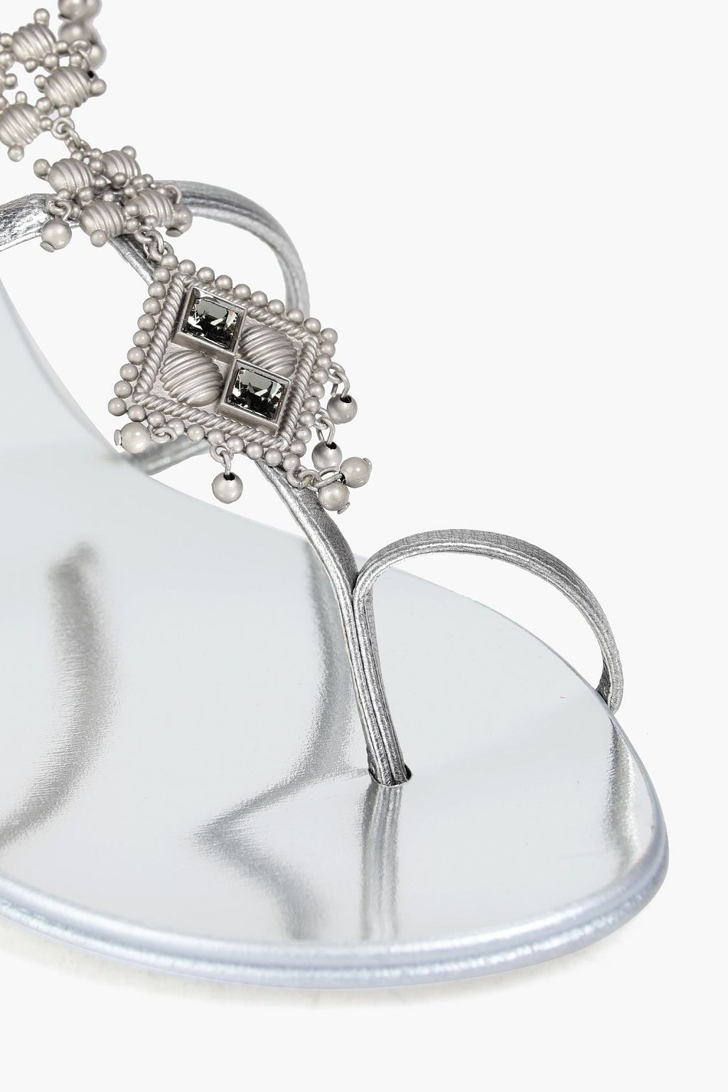 GIUSEPPE ZANOTTI Bead and crystal-embellished leather sandals