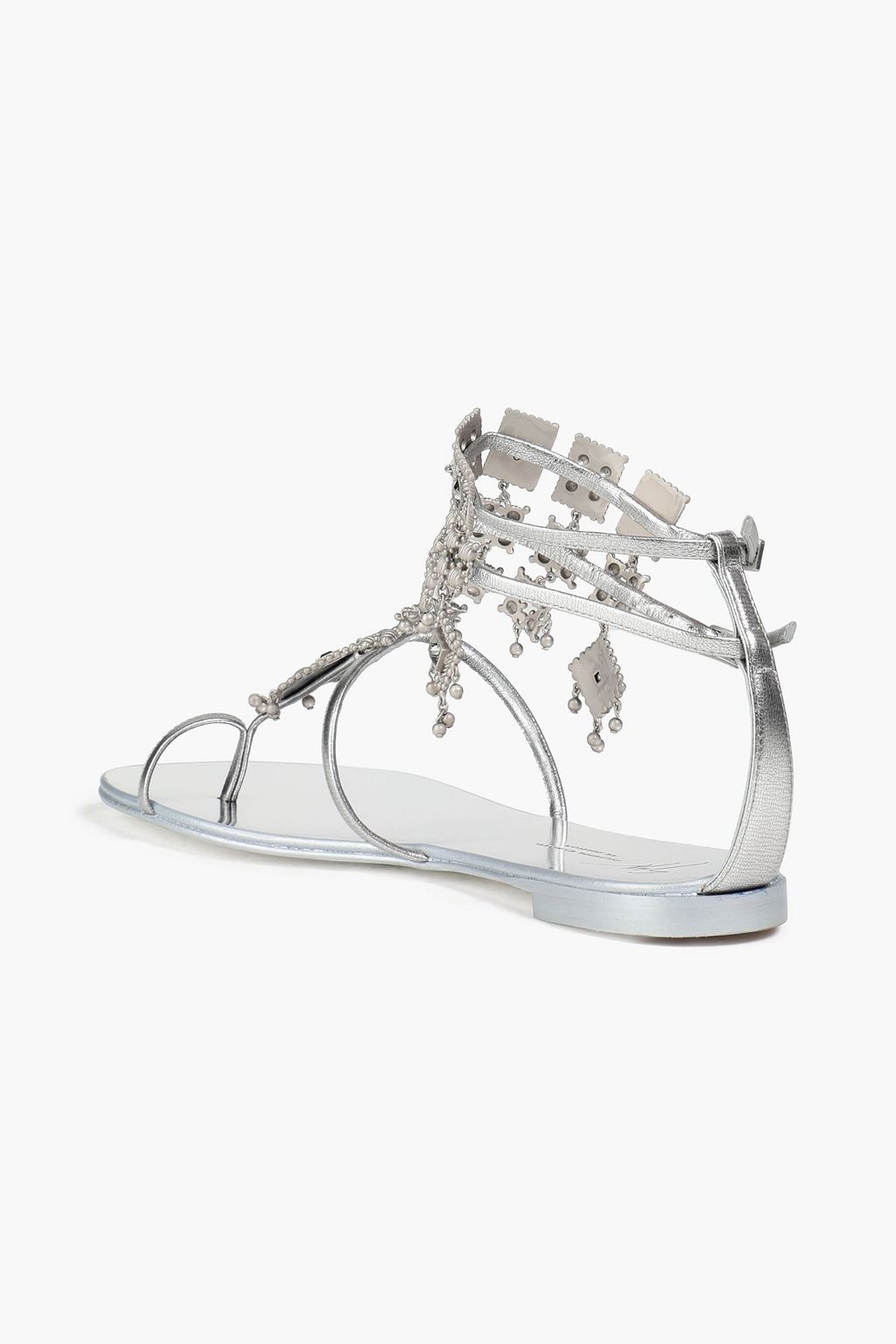 GIUSEPPE ZANOTTI Bead and crystal-embellished leather sandals