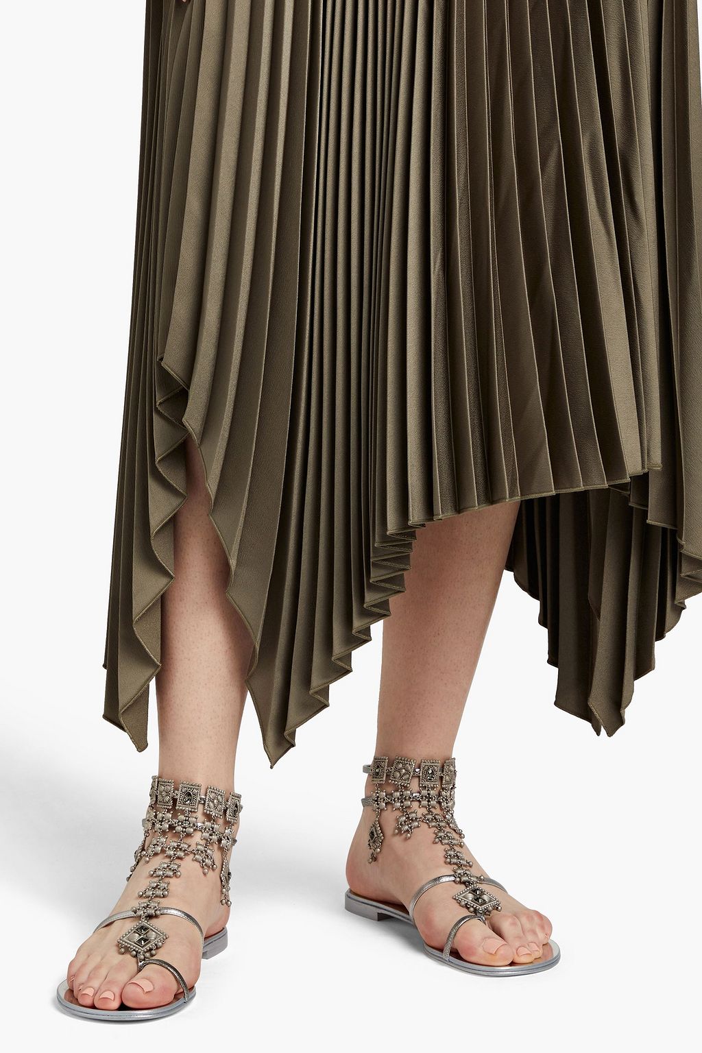 GIUSEPPE ZANOTTI Bead and crystal-embellished leather sandals