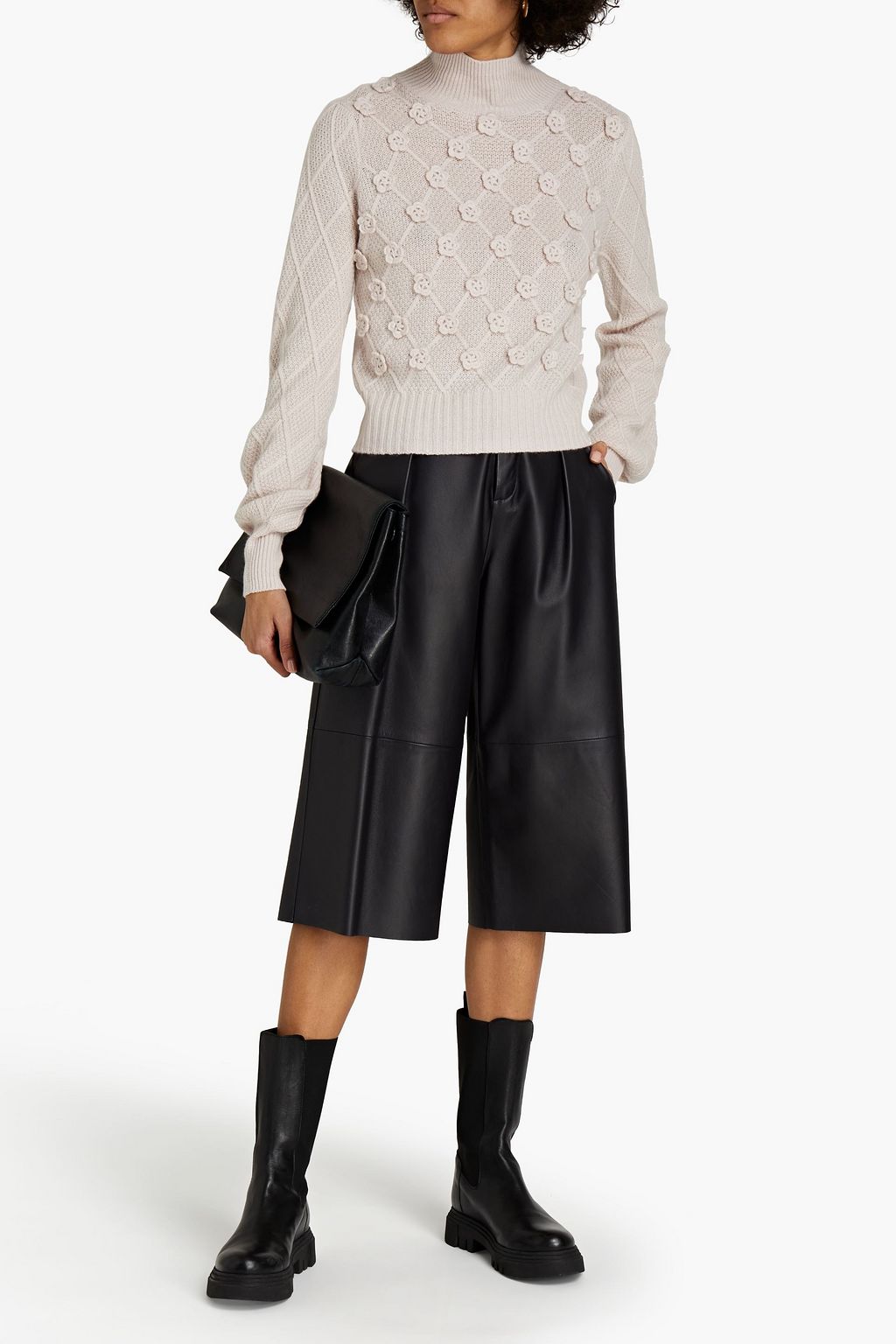 AUTUMN CASHMERE Crochet-knit turtleneck sweater