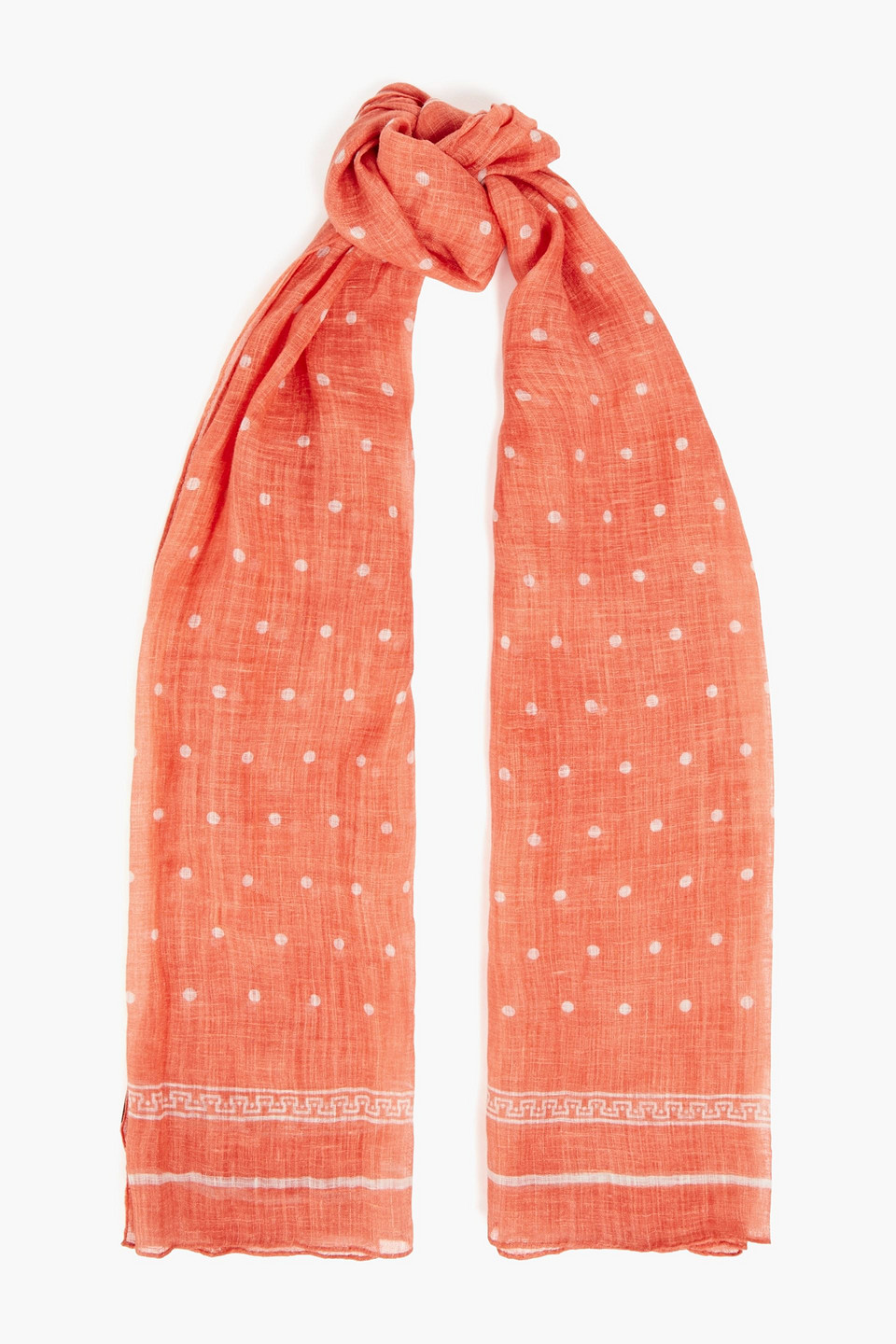 Brunello Cucinelli Printed Linen-gauze Scarf In Orange