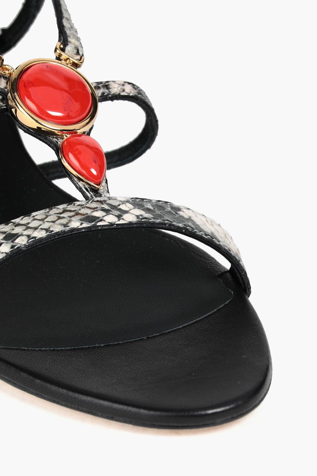 GIUSEPPE ZANOTTI Taz embellished snake-effect leather sandals