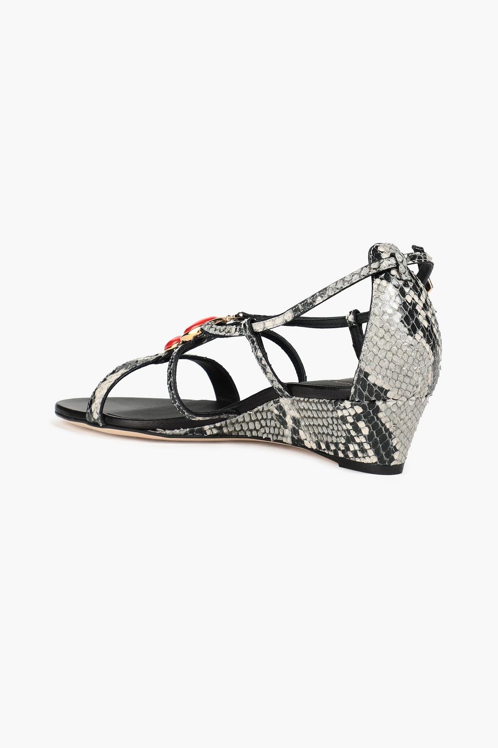 GIUSEPPE ZANOTTI Taz embellished snake-effect leather sandals