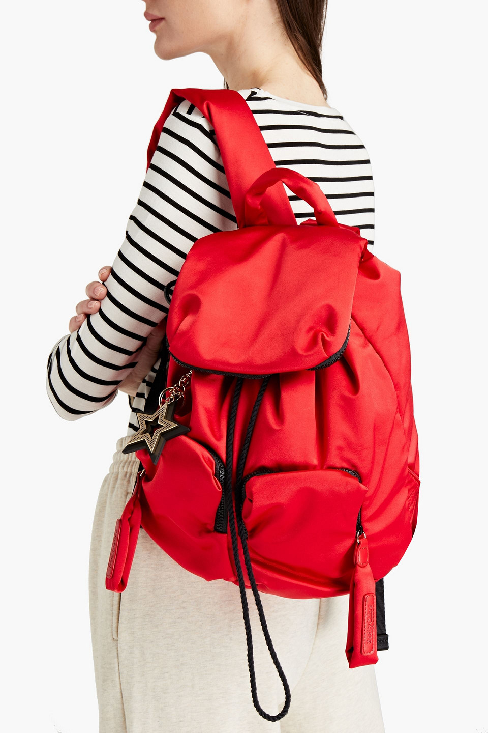 See By Chloé Logo-appliquéd Satin Backpack In Red