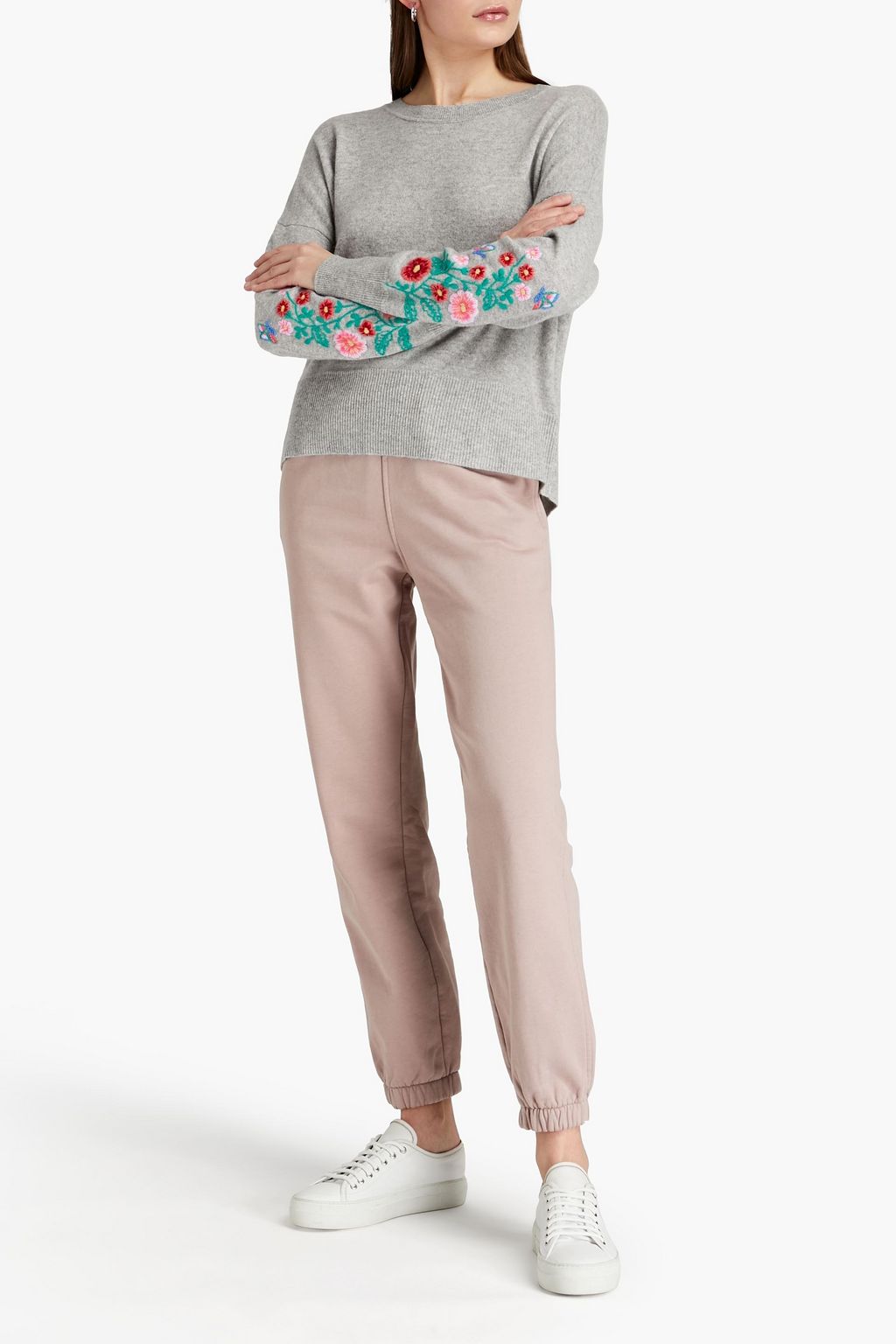 AUTUMN CASHMERE Embroidered mélange cashmere sweater