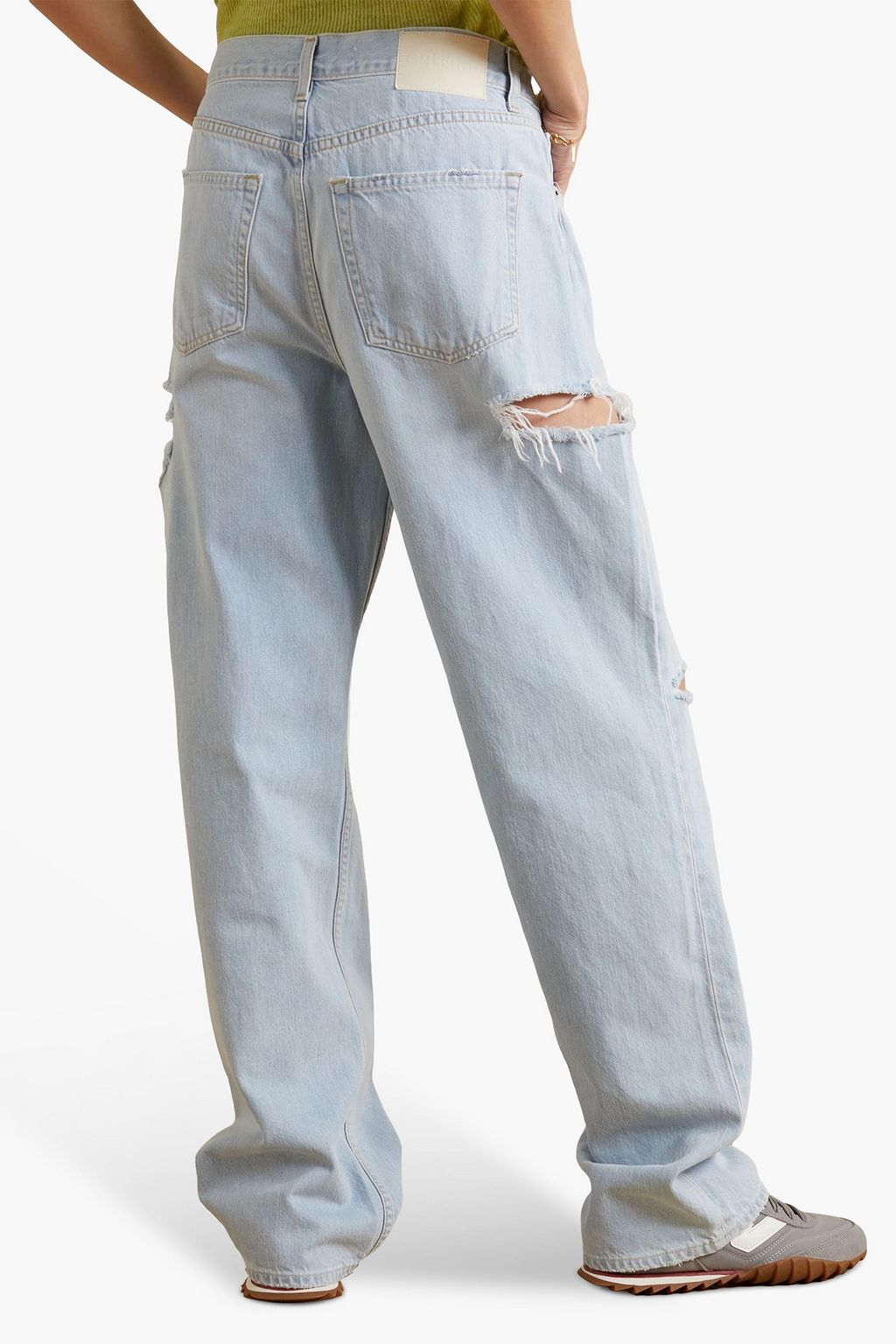 GRLFRND Bella distressed cutout mid-rise straight-leg jeans